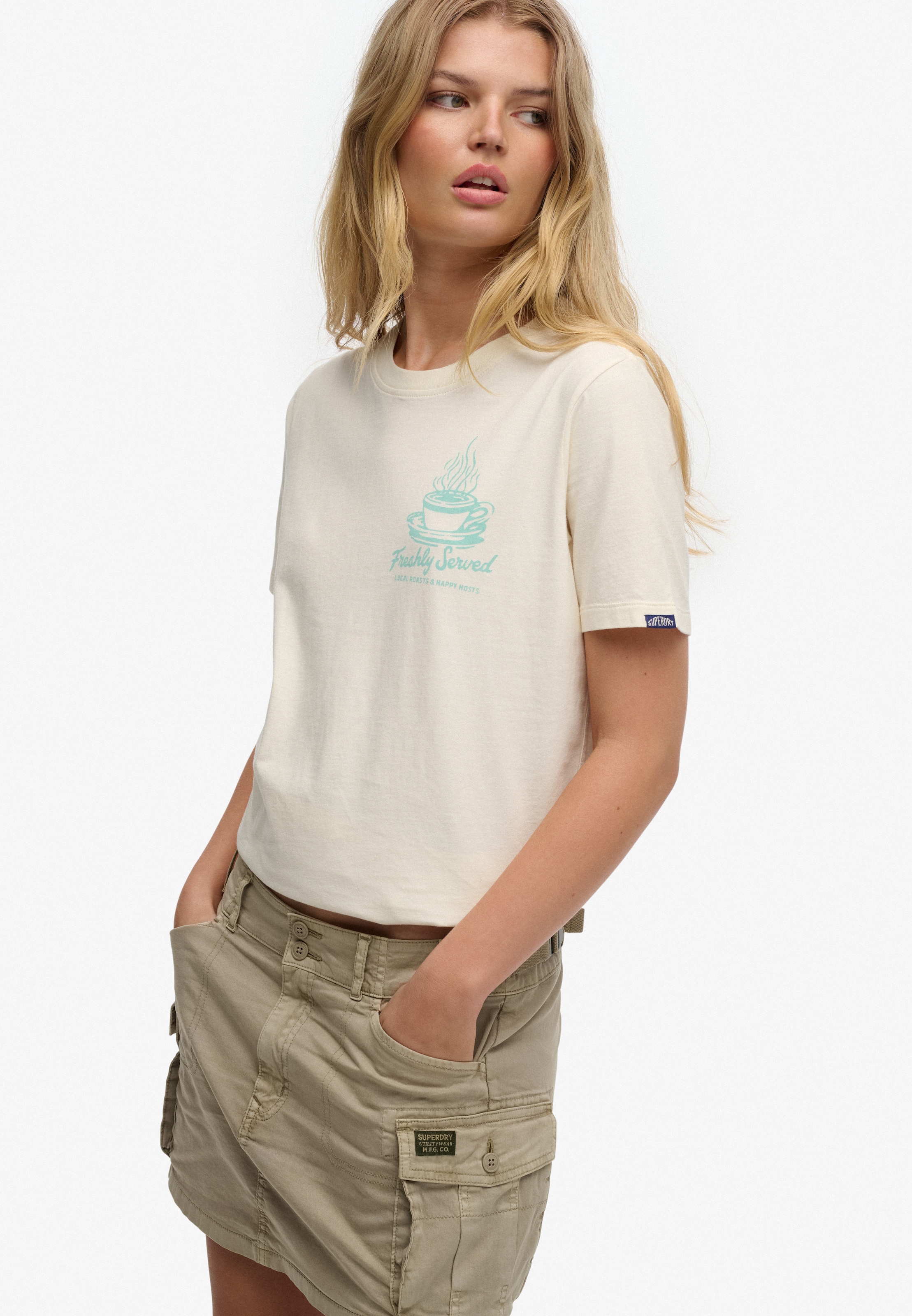 Superdry Print-Shirt »ROADSIDE TRADE RELAXED TEE« aus Baumwolle in Single Jersey, Relaxed Fit, Kurzarm