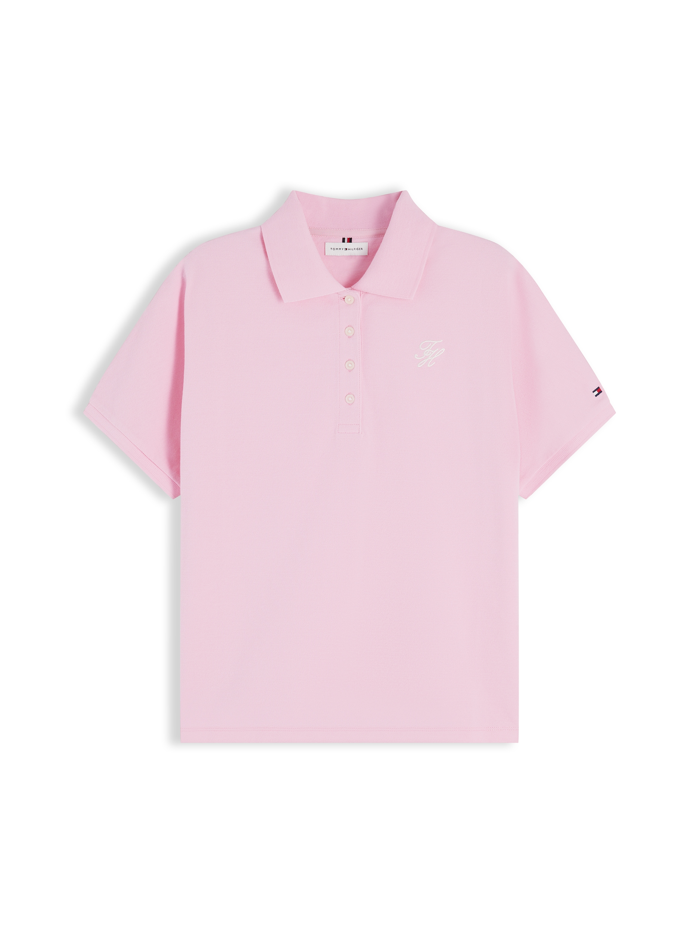 Tommy Hilfiger Polo »TH SCRIPT MODERN SS POLO« mélange de coton, col polo, patte de boutonnage courte