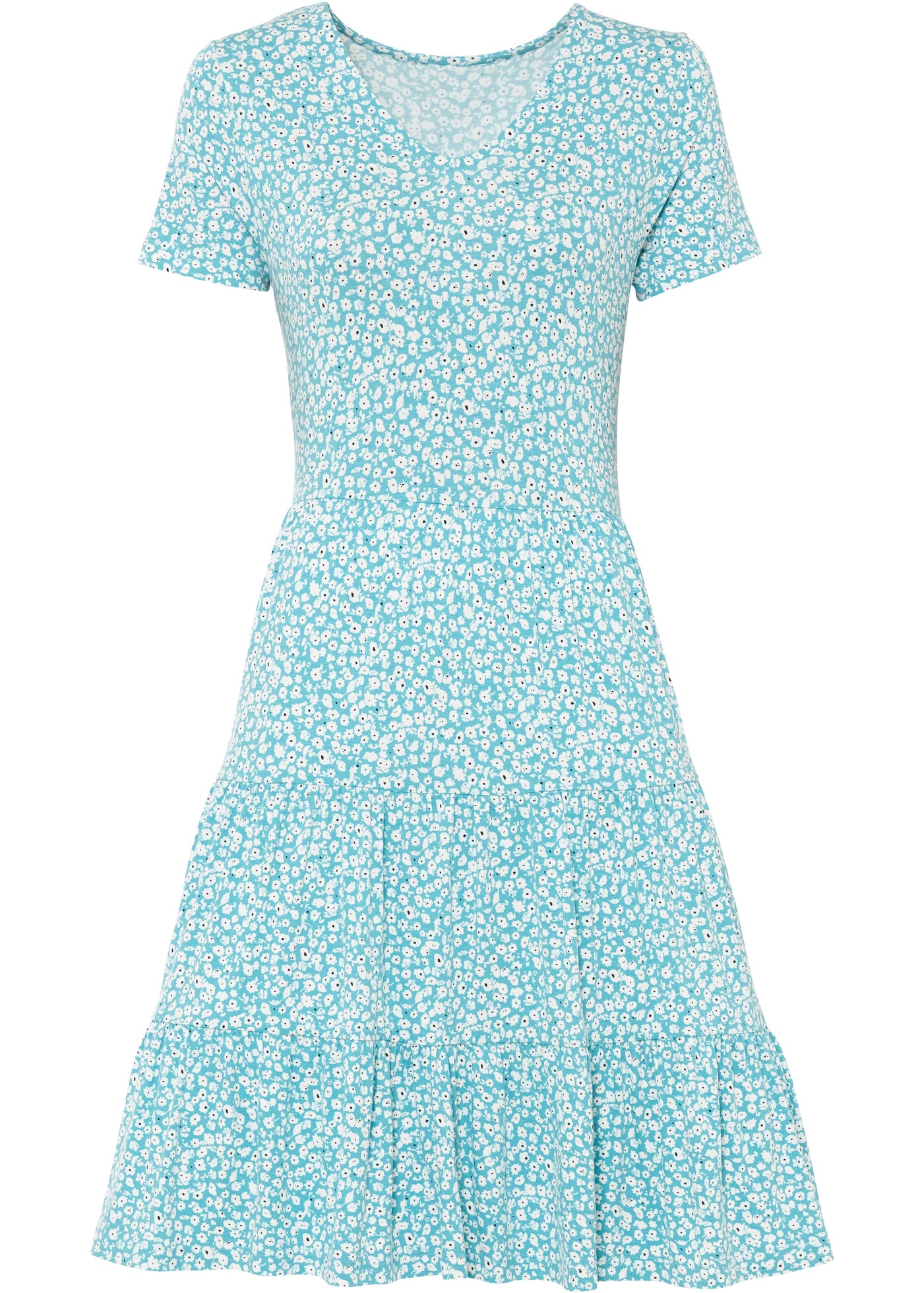 bonprix Jerseykleid für femininen Look, aus Viskose und Elasthan, A-Linie, Kurzarm