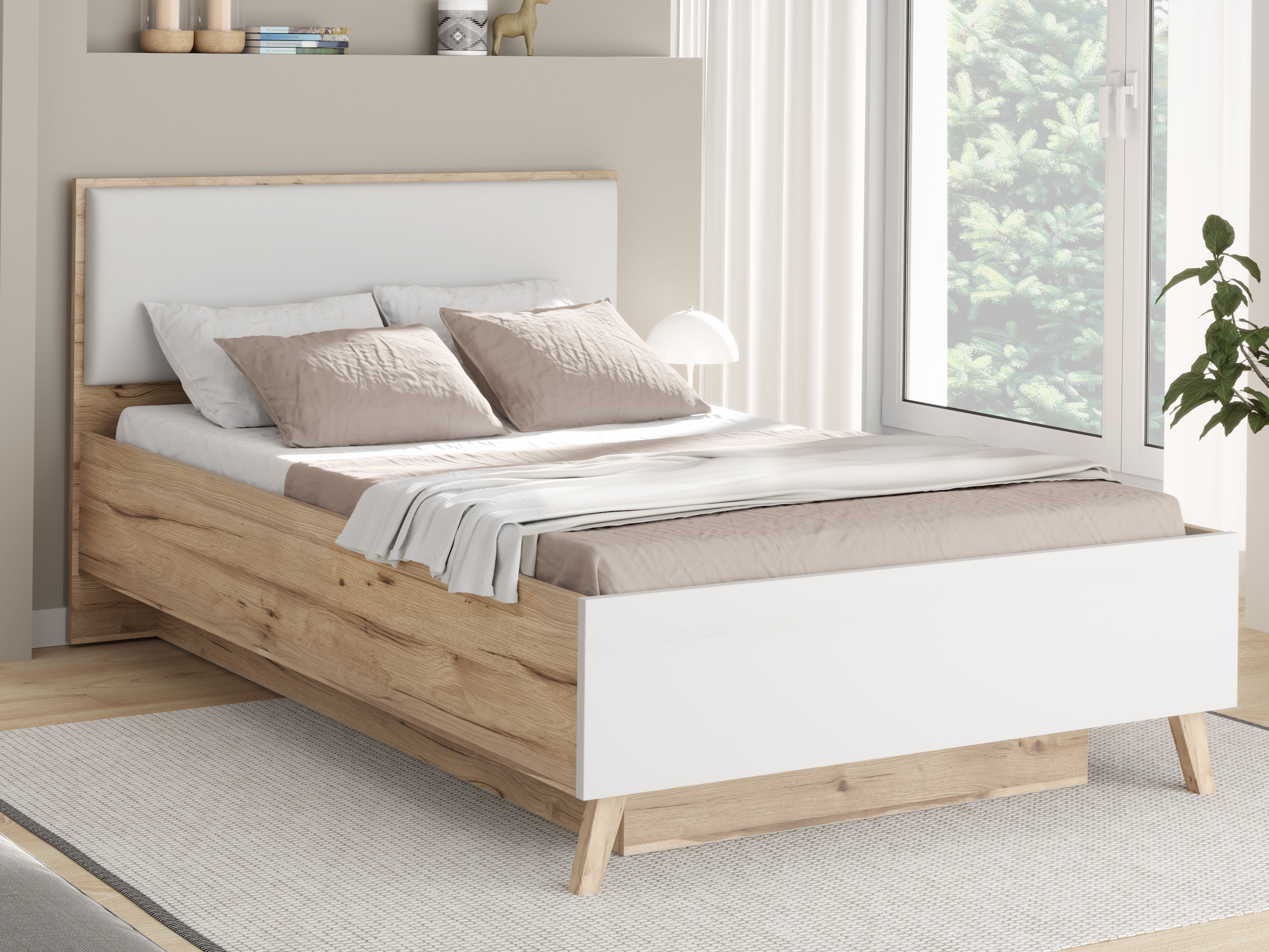 FORTE Stauraumbett »Vankka viel Stauraum, skandinavisches Design, Made in Europe« aufklappbarer Lattenrost, weitere Produkte zur Serie erhältlich