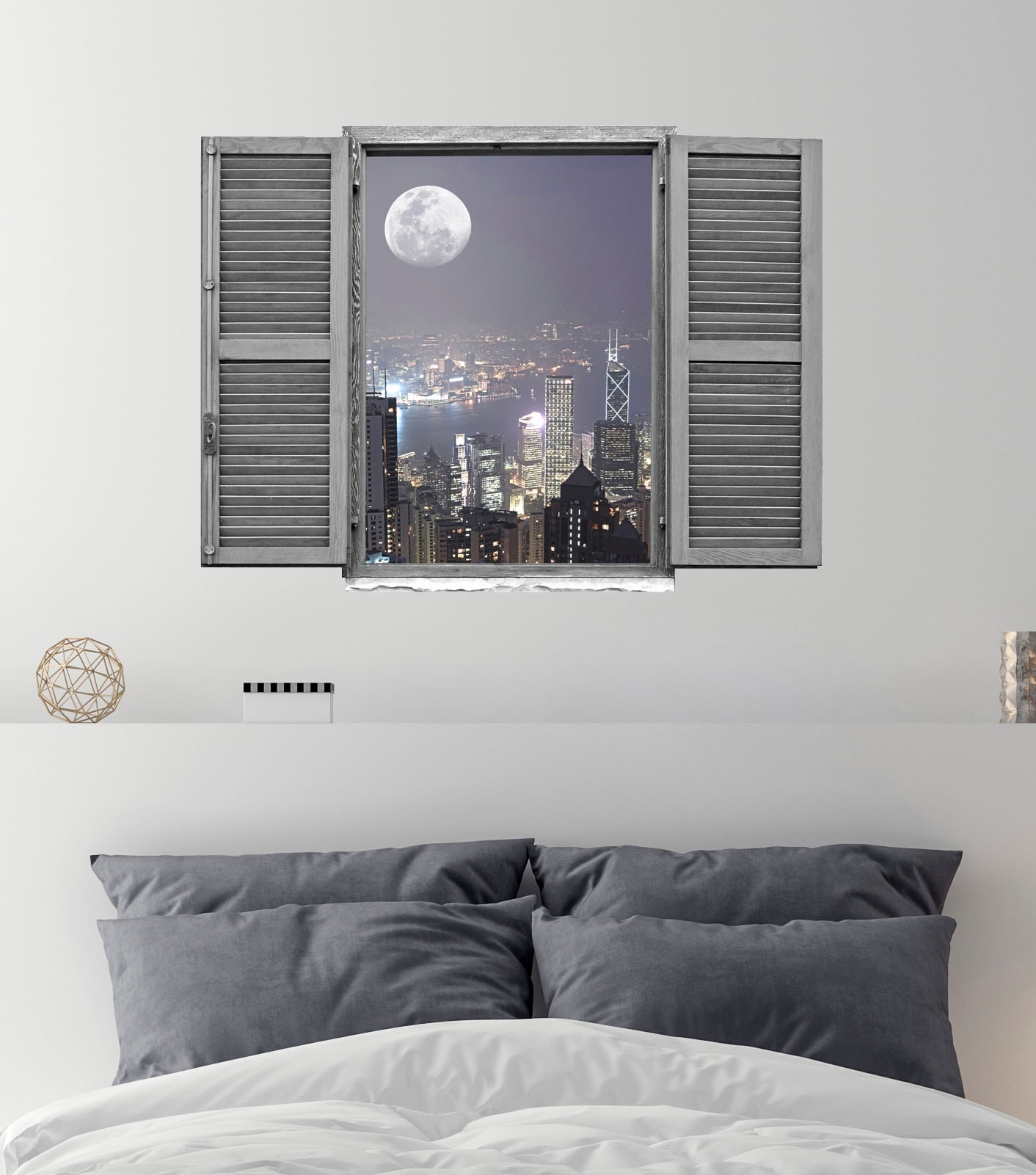 queence Autocollant mural »Grossstadt« Wandsticker, Wandbild, selbstklebend, 3D, Fenster