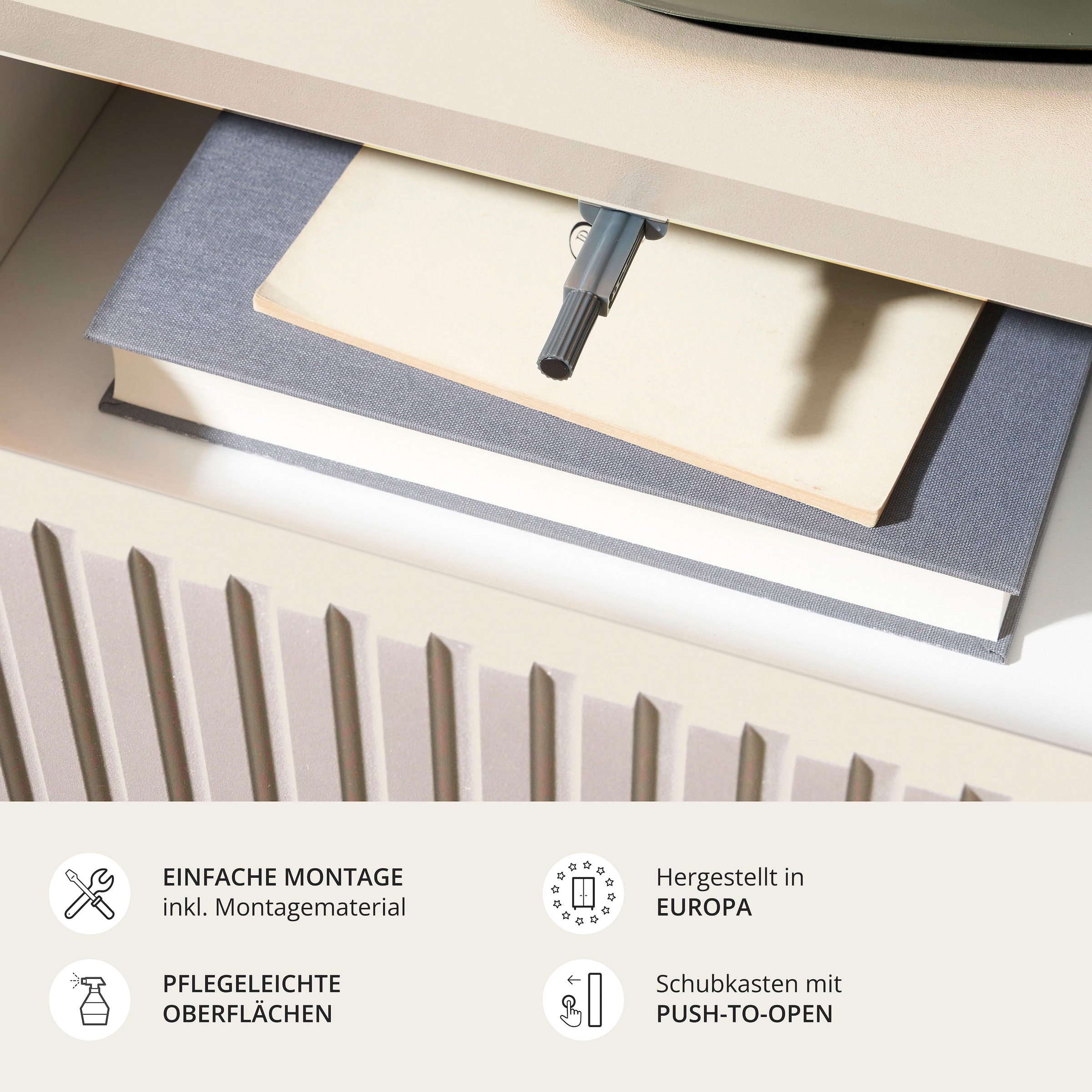 Schlafkontor Table de nuit »Taboni Nachttisch, Nachtkonsole mit Push-to-open« Wandmontage