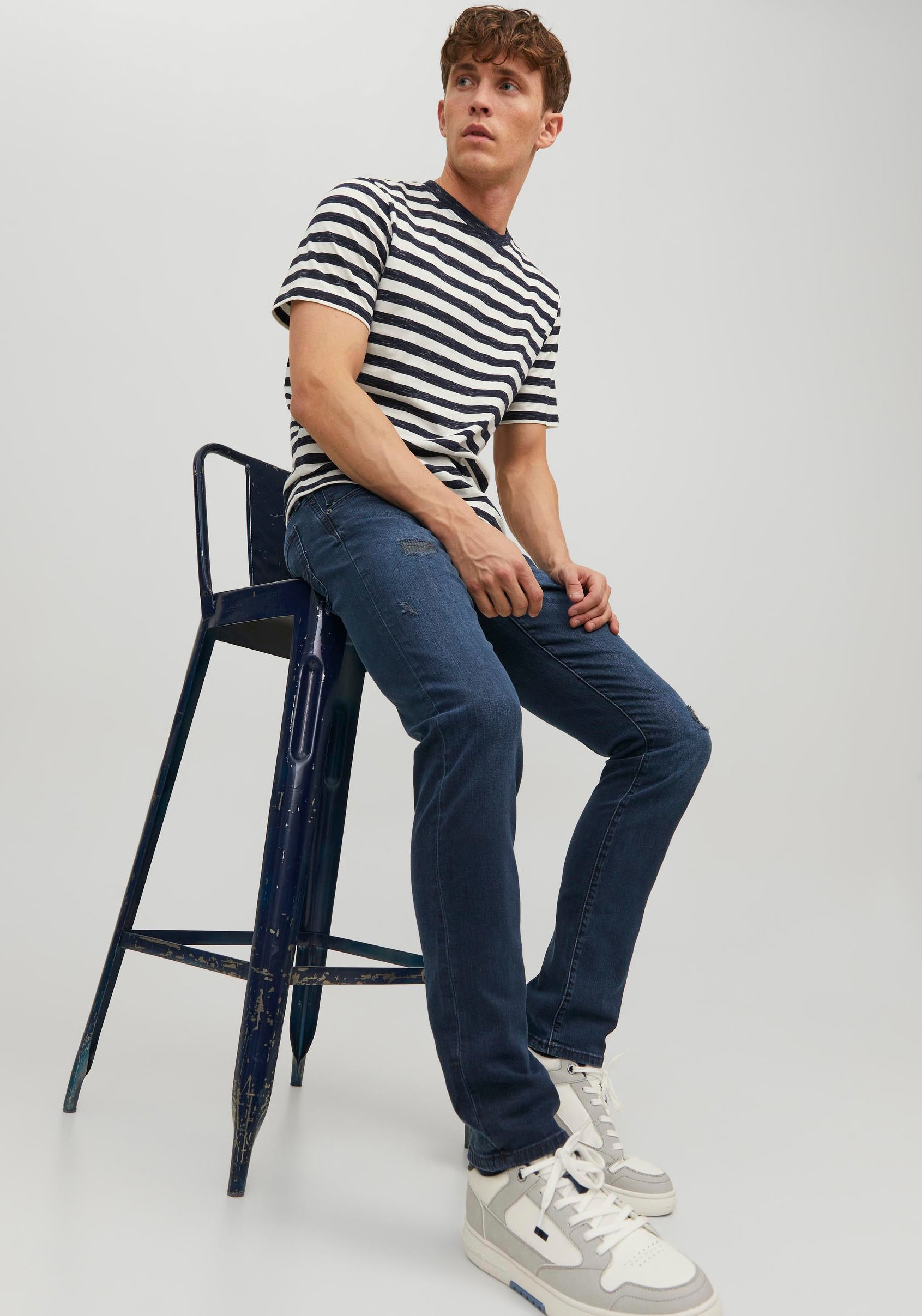Jack & Jones Jeans slim »JJIGLENN – Slim-Fit-Jeans mit niedriger Leibhöhe« Used, modisch, slim fit, Denim/Jeans