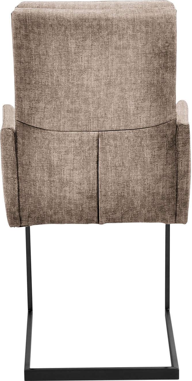 K+W Komfort & Wohnen Chaise avec accoudoirs »Kansas« () tube vertical stable, piètement aspect inox ou noir