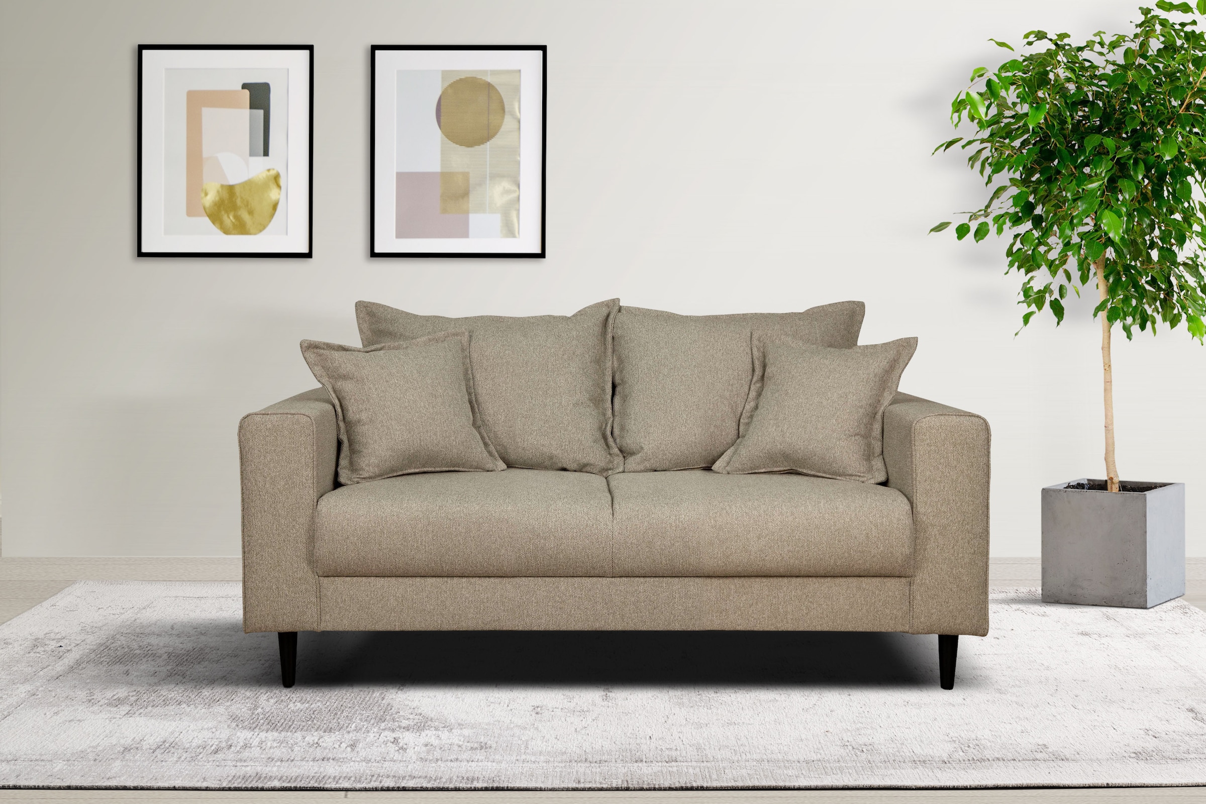 Home affaire 2-Sitzer »VEYRAS, hoher Sitzkomfort, Masse B/T/H:  162/84/76 cm« mit Wellenunterfederung, incl. Rückenkissen und Zierkissen