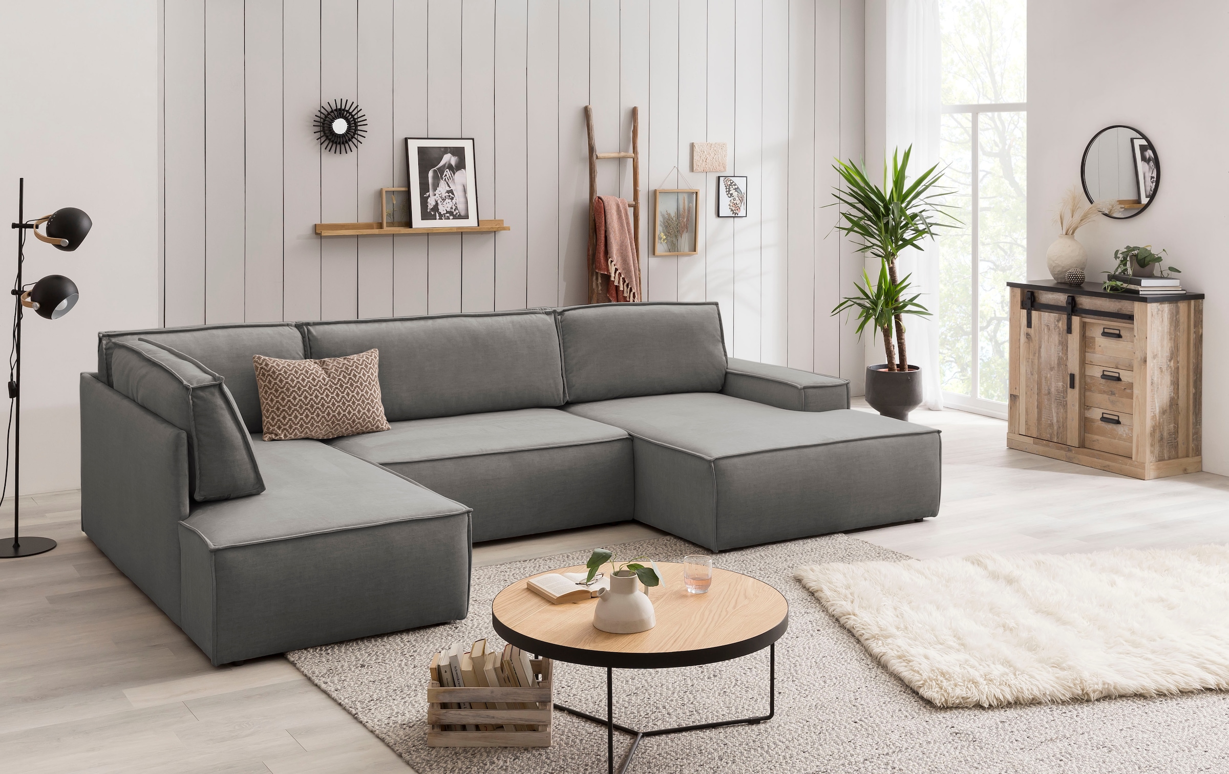 GOODproduct Wohnlandschaft »SHERWOOD U-Form, 329 cm - OTTO. Verlässliche Qualität.« Schlaffunktion m. Bettkasten (194x139 cm), Cord, Vintage, Samtvelours