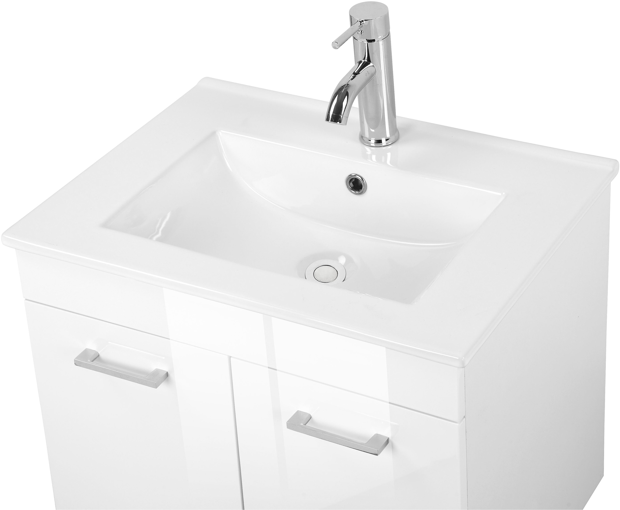 welltime Waschtisch »Florenz, Breite 60cm, 2 Tür, 2 Fächer, MDF-Front« Komplett-Set,  Waschplatz mit 2 Türen,in verschiedenen Farben erhältlich, Badmöbel