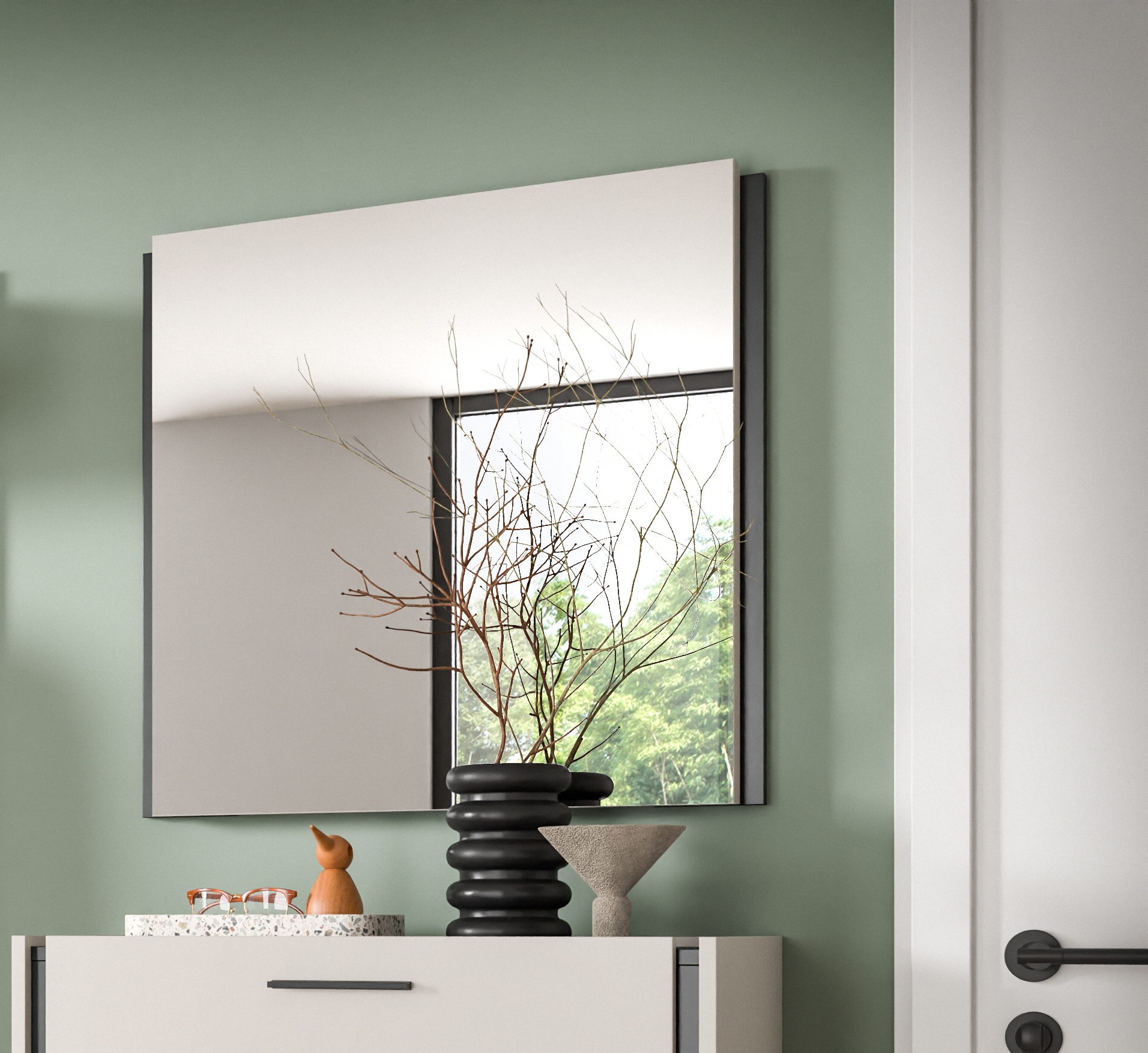 Home affaire Miroir »RAK, BxH: 72x70 cm, mit farblich abgsetztem Rahmen« Garderobenspiegel, Spiegelpaneel, Wandspiegel, Flurspiegel