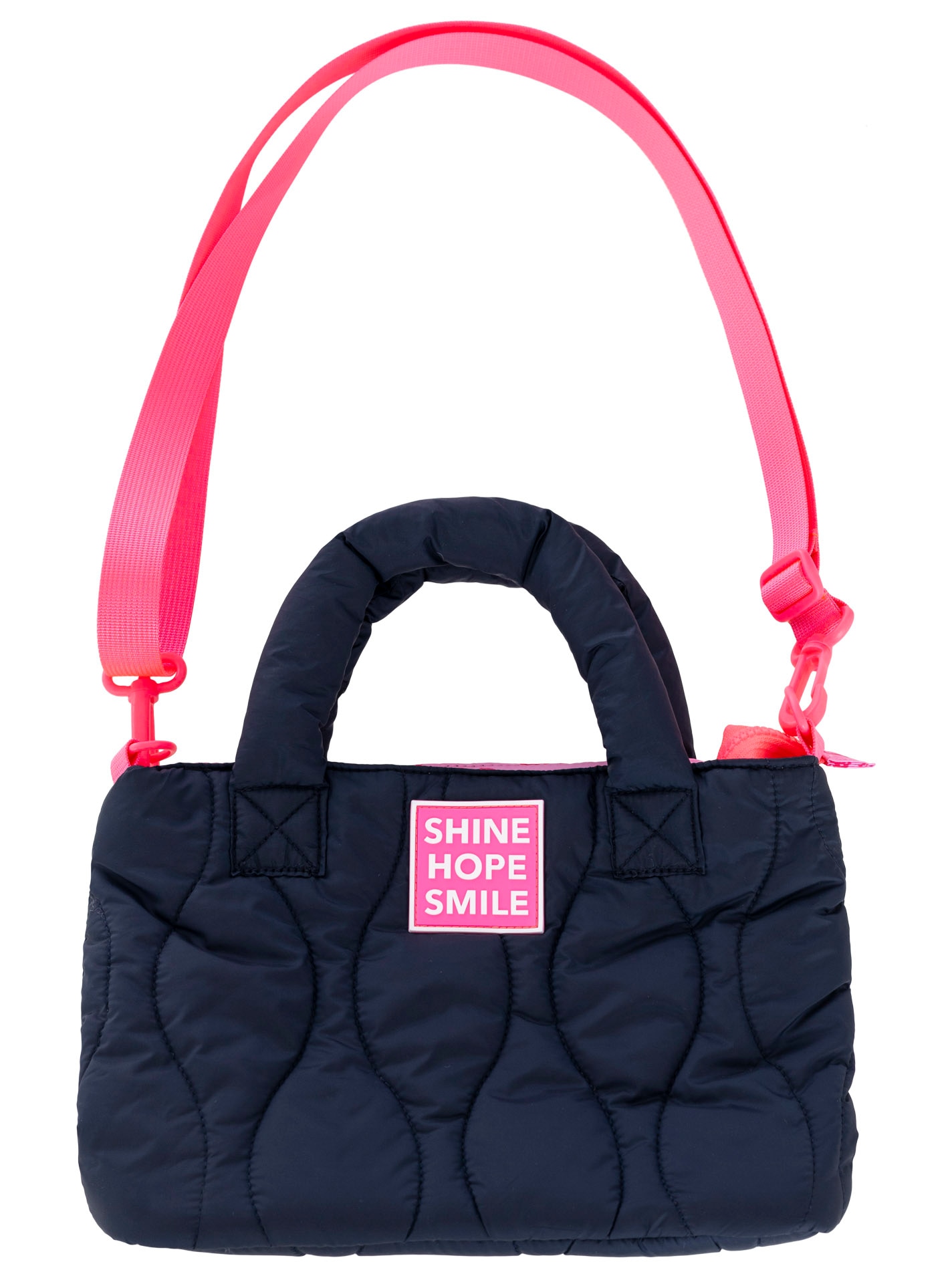 Zwillingsherz Sac de transport »"Steppung & Patch"« avec matelassage, bandoulière amovible, patch rose