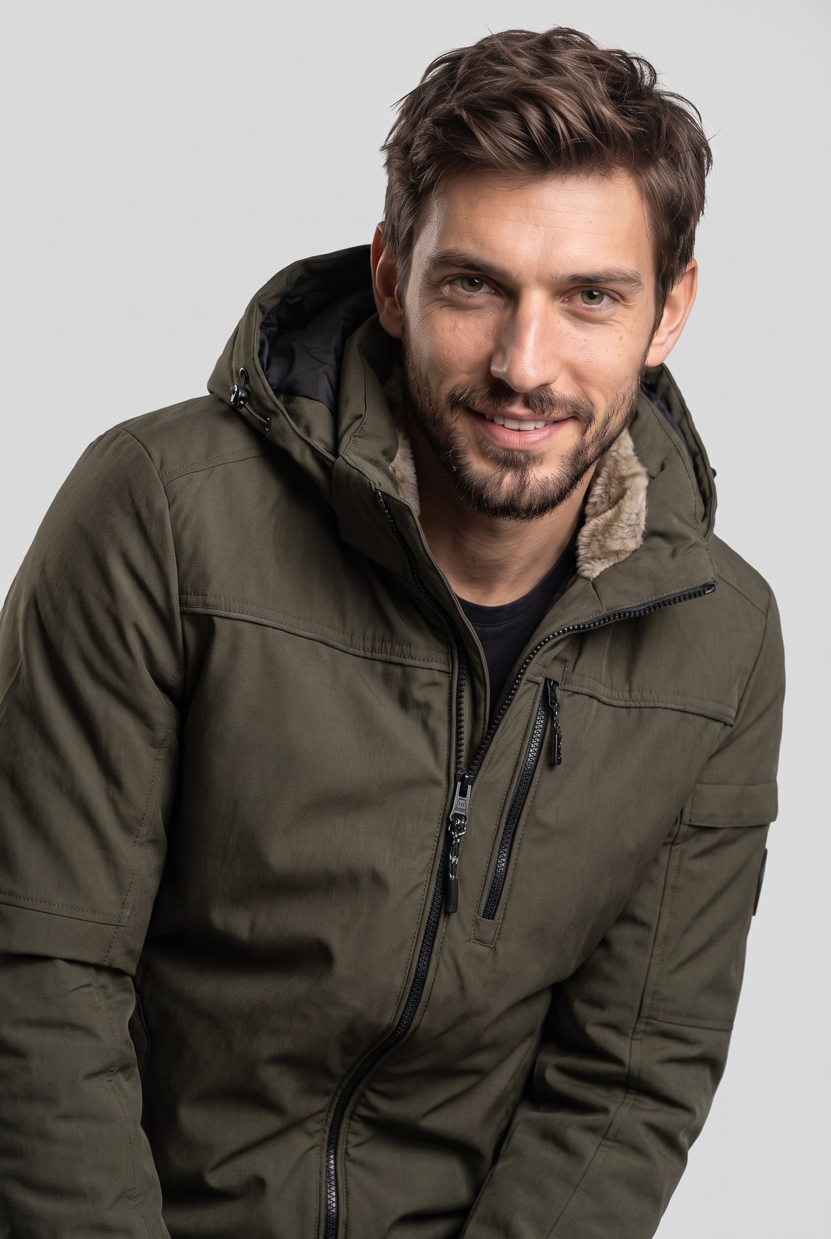 CASAMODA Veste d'hiver avec capuche avec capuche et fermeture éclair