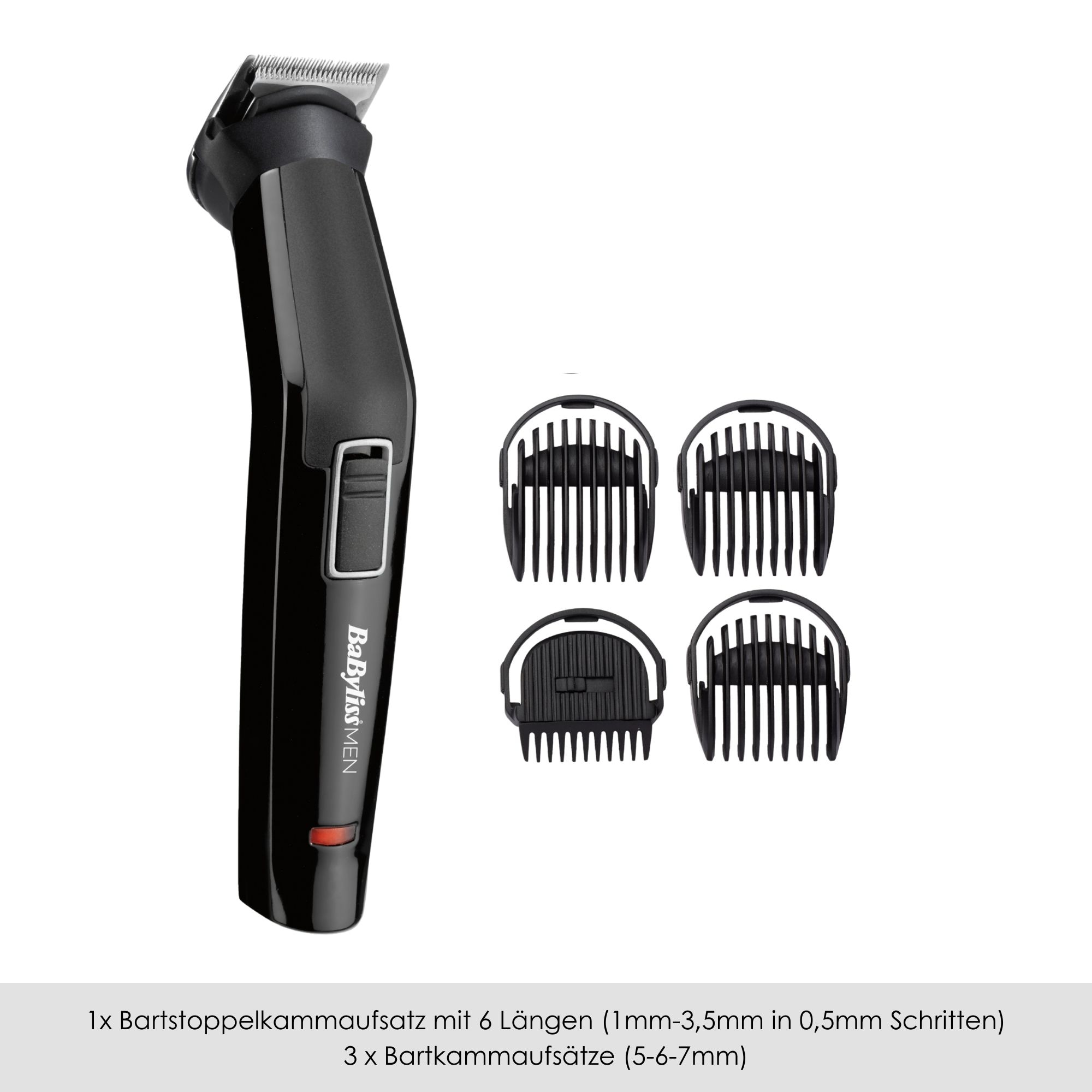 BaByliss Trimmer multifonctionnel »BaByliss 6-in-1 Multigrooming Trimmer, Edelstahlklingen, MT725E« 6 Aufsätze 6 Stylingfunktionen, 4 Kammaufsätze, kabelloses Grooming-Set
