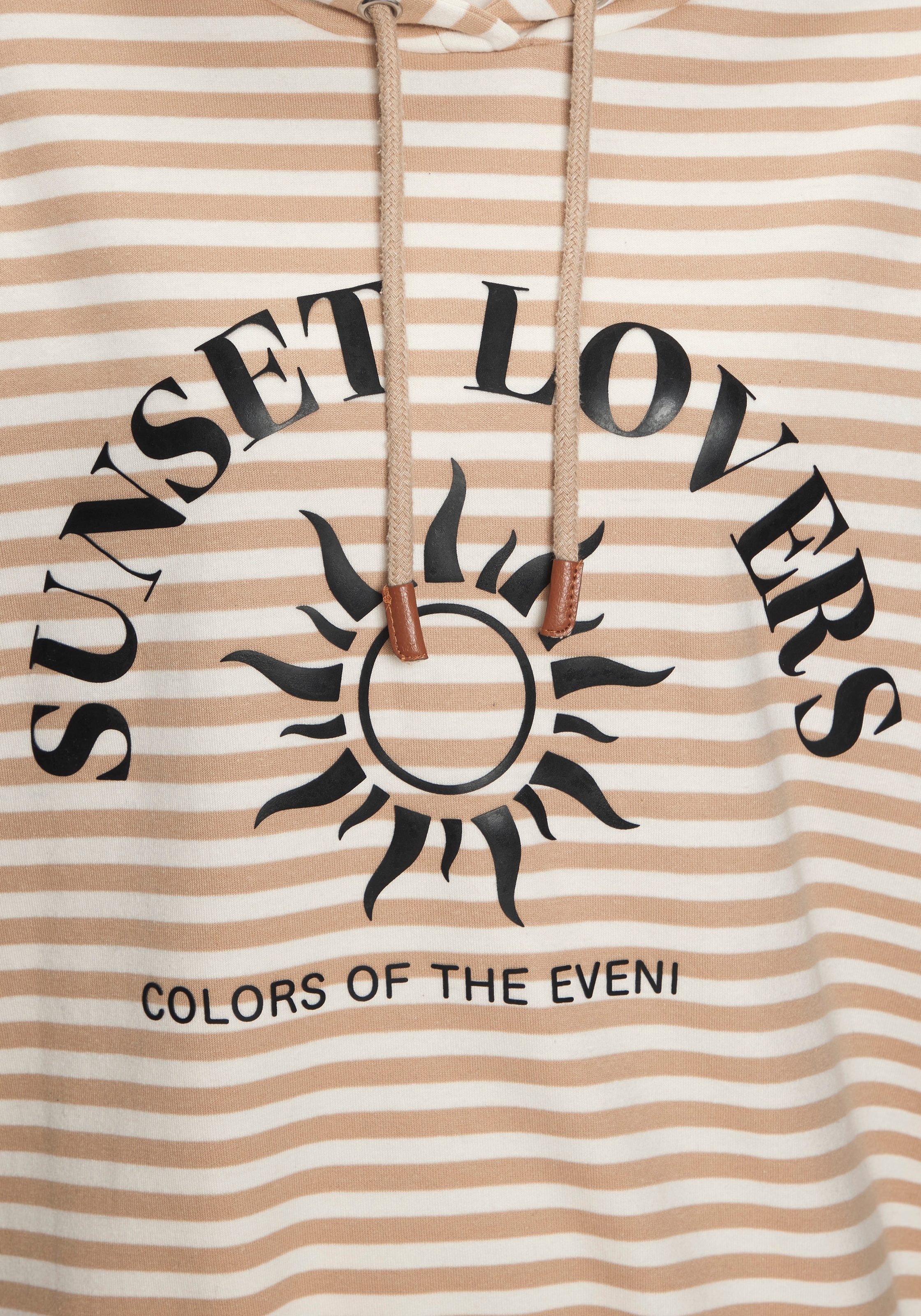 H.I.S Pull à capuche im Streifenlook mit grossen Print, Loungewear