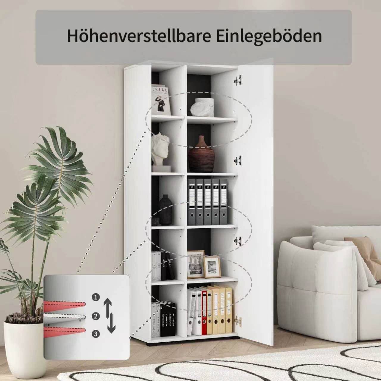 GOODproduct Armoire de classement »Moid, moderner Mehrzweckschrank,« dimensions : 64,5x41,5x175 cm, 5 compartiments avec beaucoup d'espace de rangement
