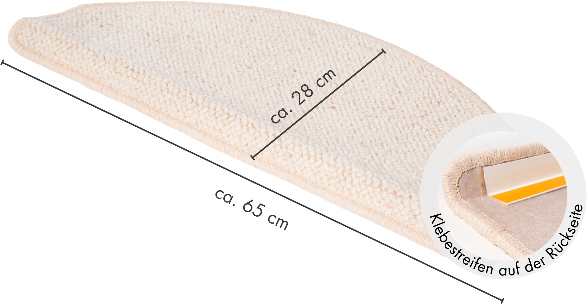 Andiamo Stufenmatte »Sheffield, Made in Poland« halbrund 5 mm Höhe melierte Berber-Optik, selbstklebend, Set mit 2 Stück oder 15 Stück