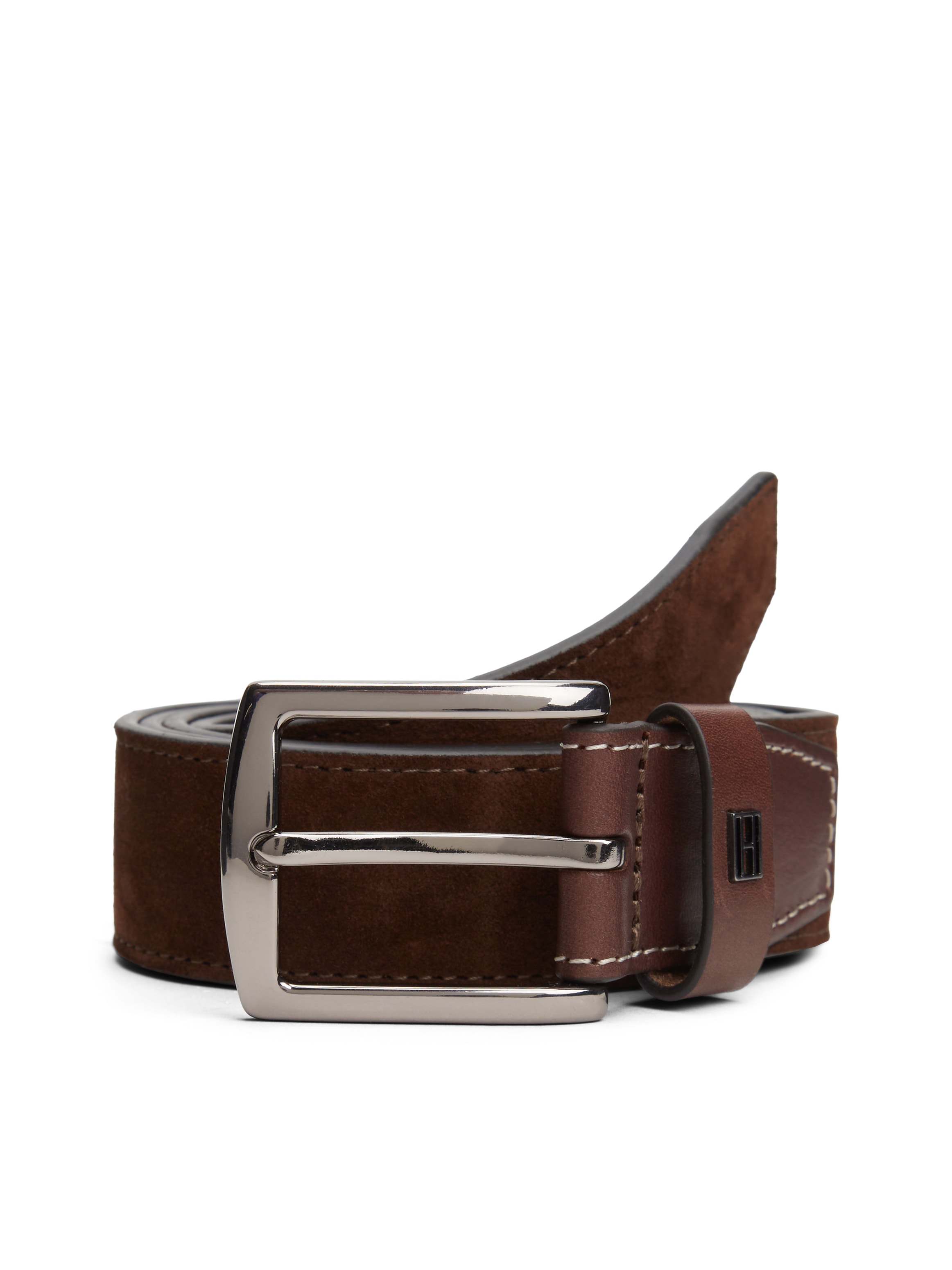 Tommy Hilfiger Ceinture en cuir »DENTON ELEVATED SUEDE 3,5 cm breit« en daim, coutures décoratives contrastées