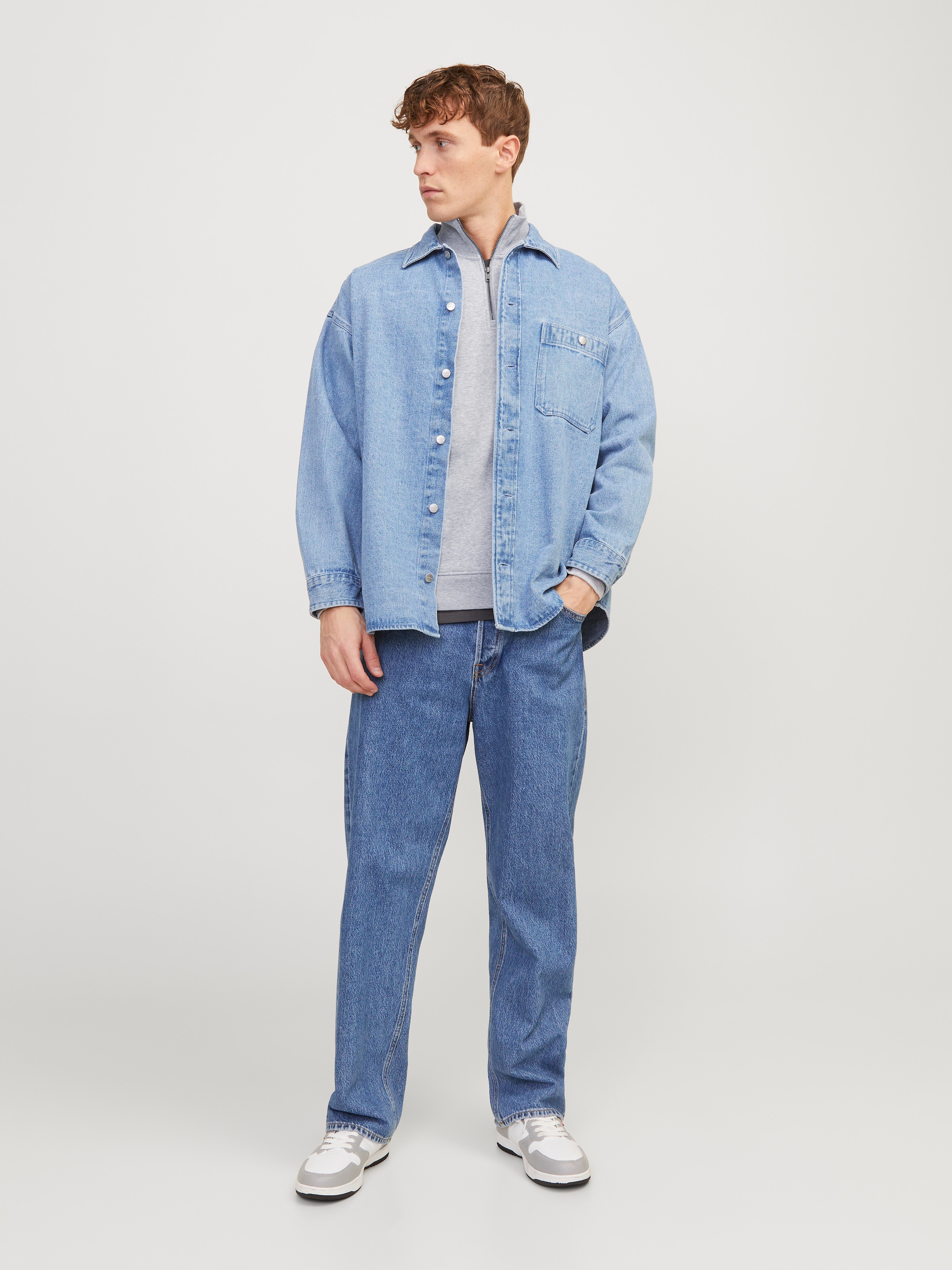 Jack & Jones Sweatshirt »JJEBRADLEY SWEAT HALF ZIP NOOS«, Materialmix, relaxed fit
