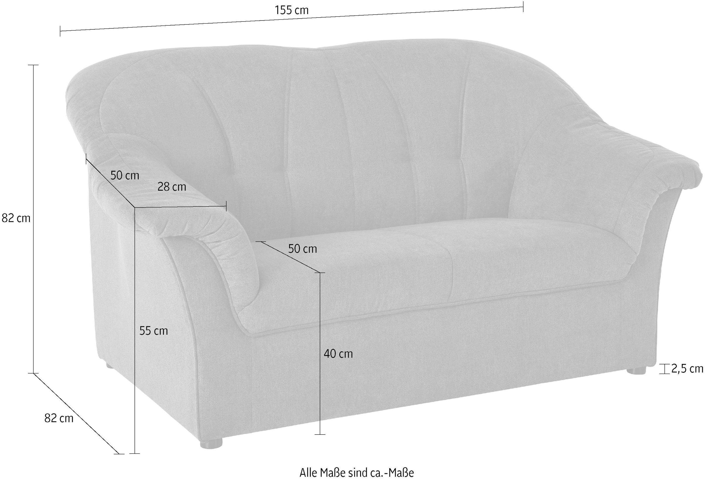 DOMO collection 2-Sitzer »Pegnitz für kleine Räume, Breite 155cm,« zeitlos, elegante Armlehnen, komfortabel