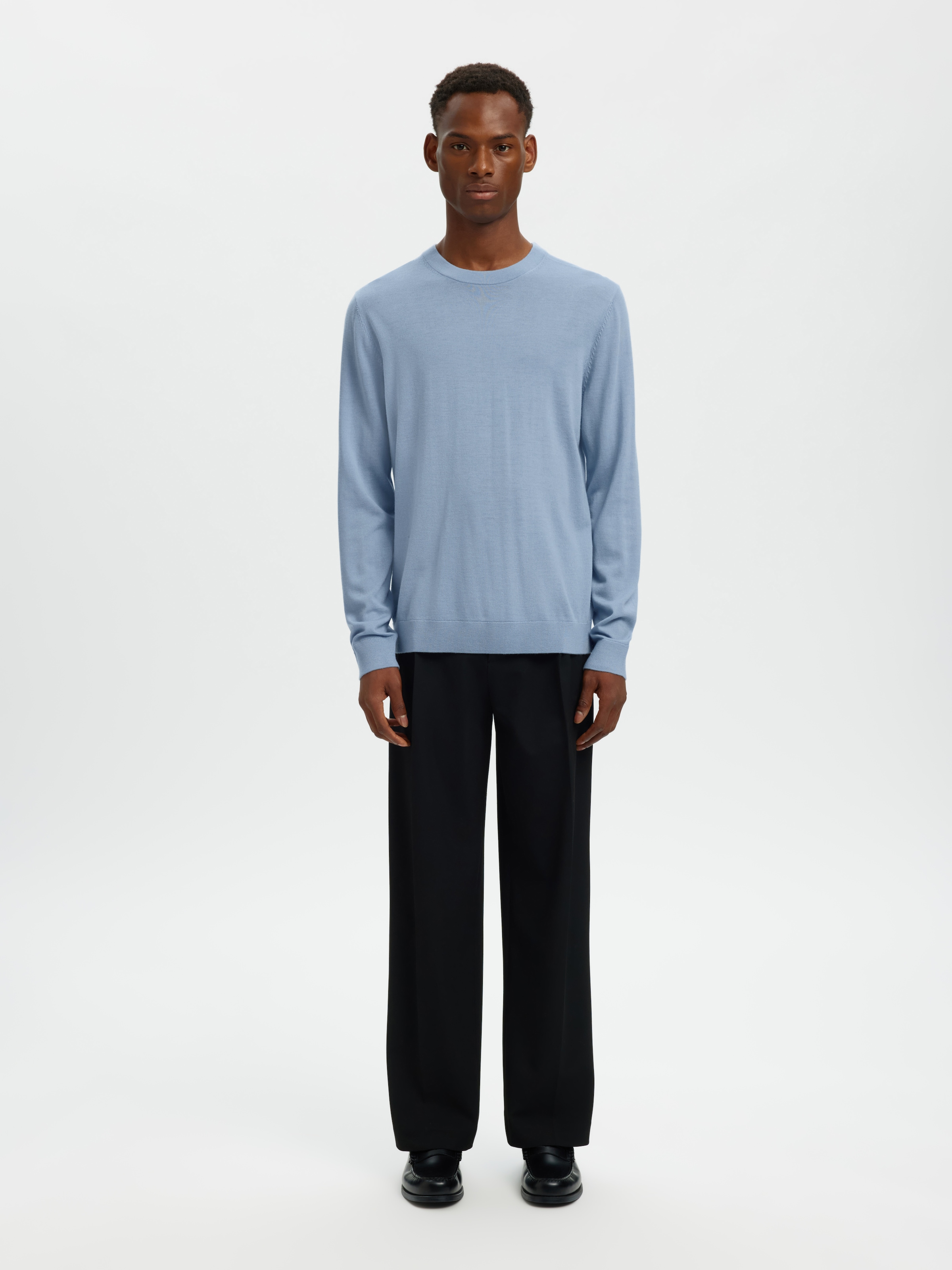SELECTED Pull en tricot »SLHTRAY LS KNIT MERINO CREW NECK NOOS« Wolle, regular fit