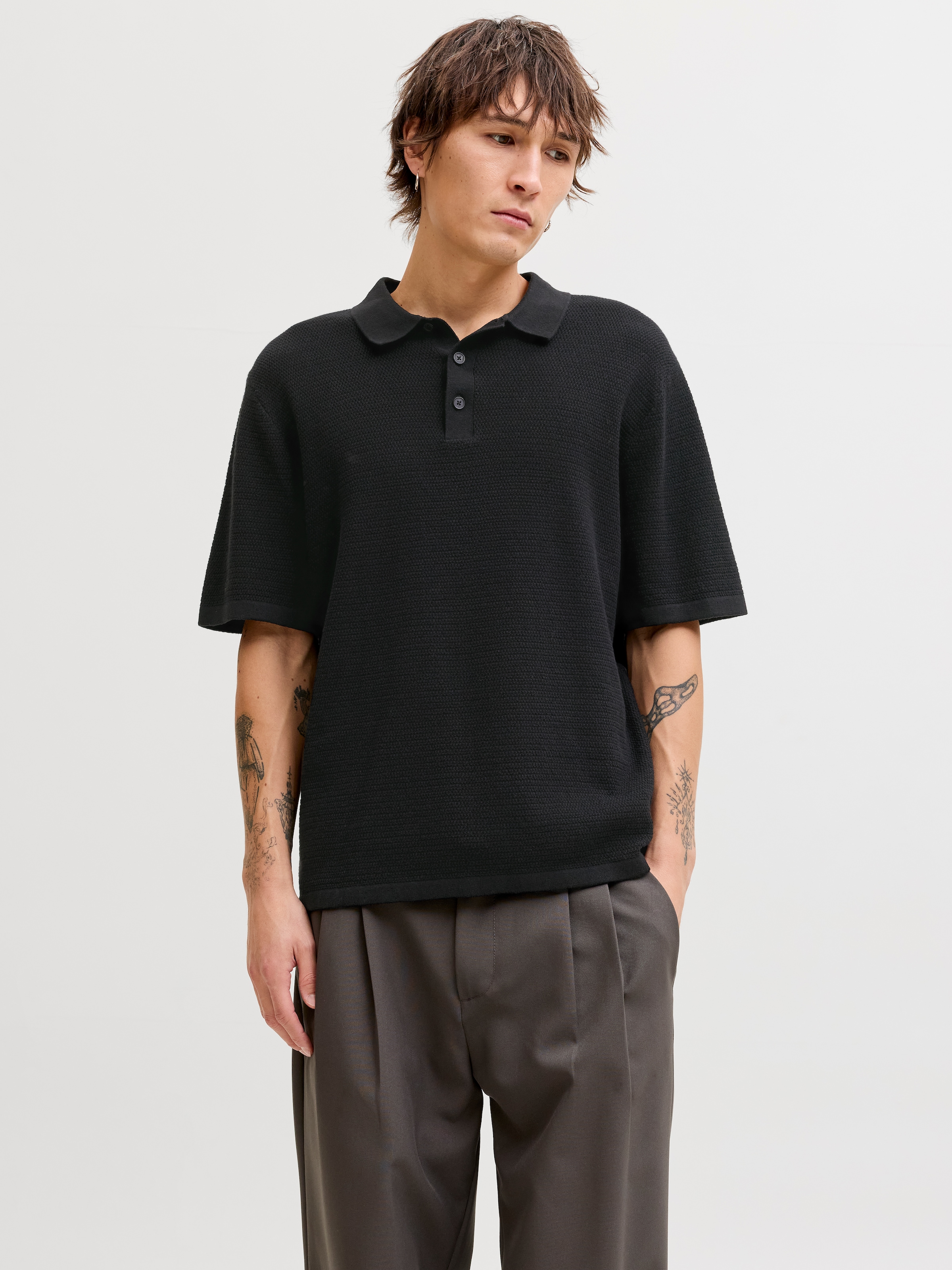 Jack & Jones Pull à manches courtes »JJEGEORGE KNIT POLO SS SN« mit Polo Kragen