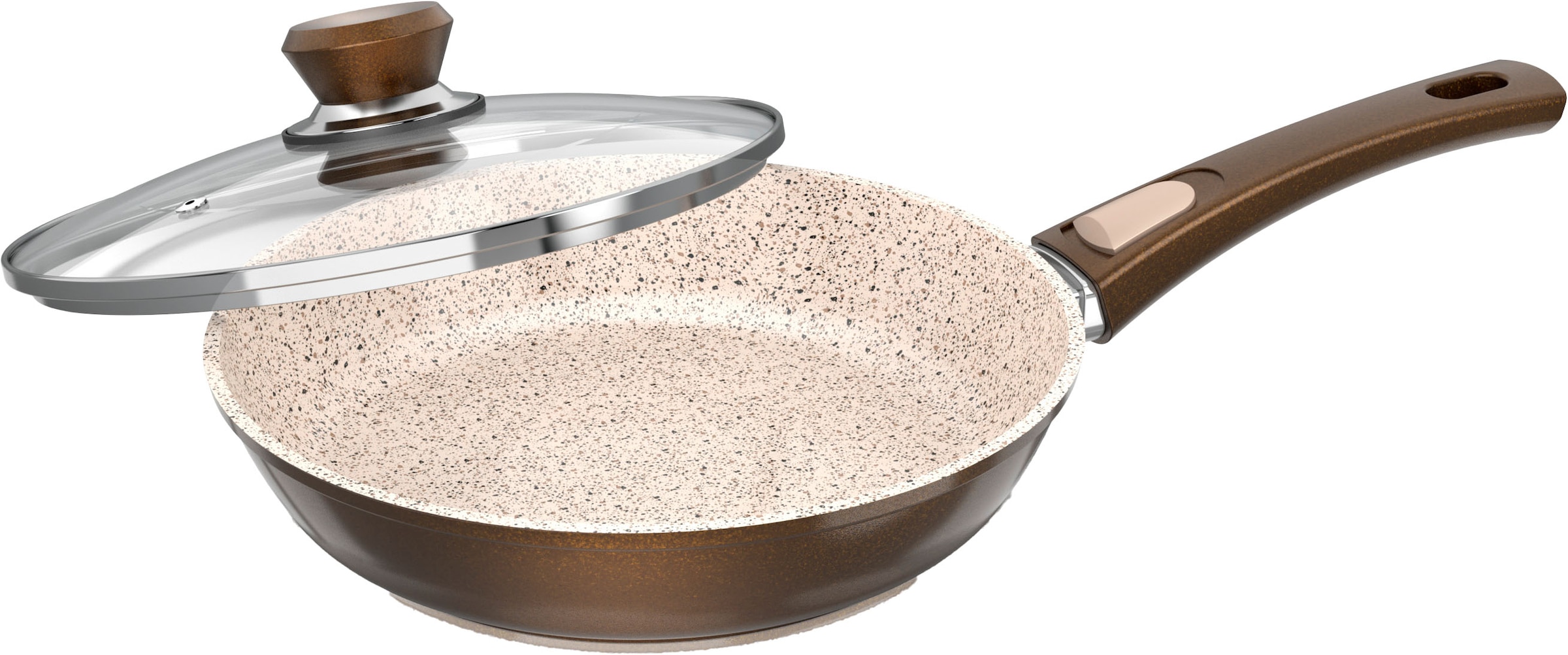 Genius Pfannen-Set »Cerafit Granit - Grand-Edition Pfanne, 7-teiliges Set« Edelstahl Set, je 1x Pfanne + Deckel 24 cm + 28 cm, 1x Pfanne 20 cm, 2x Einleger, 7 Stk. tlg. geeignet für Aufläufe, zum Schmoren o. Backen - ohne Griff und Deckel