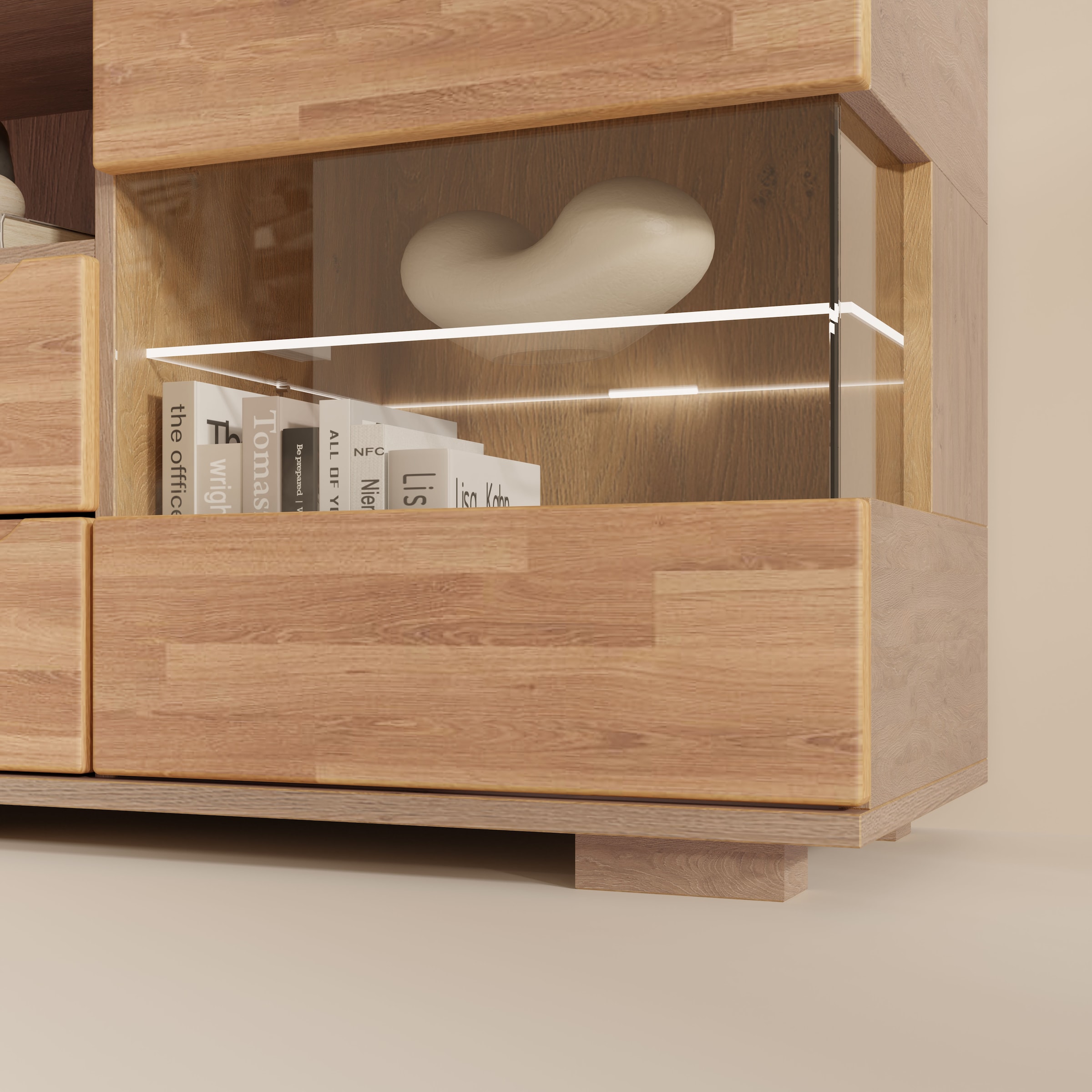 GOODproduct Wohnwand »VETRO: besteht aus 2 Vitrinen, 1 Sideboard & 1 Wandregal, Wohnzimmer.« 4 Stk. tlg.