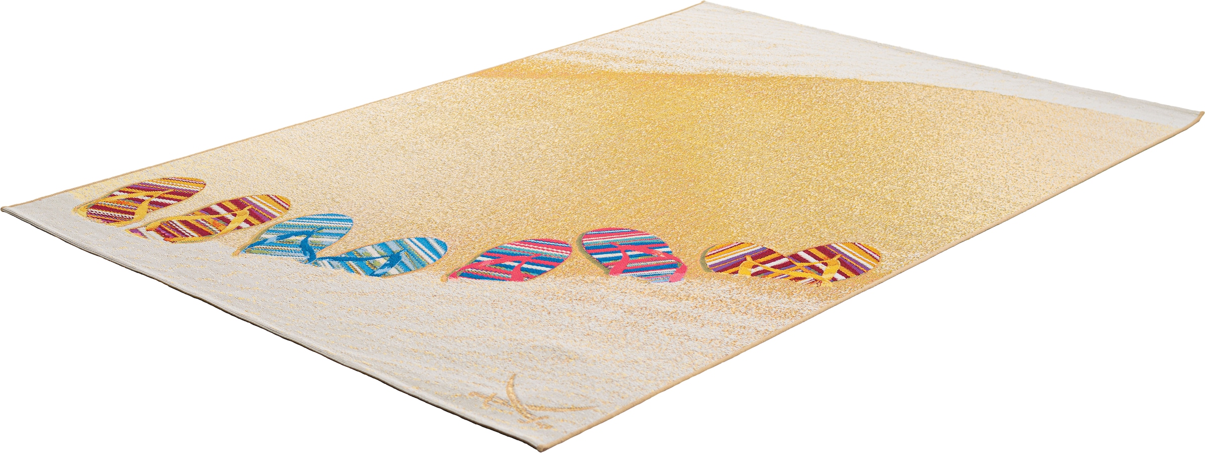 Sansibar Tapis »Rantum Beach SA-017« Rectangulaire 5 mm Höhe tissu plat, design moderne, motif tongs, adapté pour l'extérieur