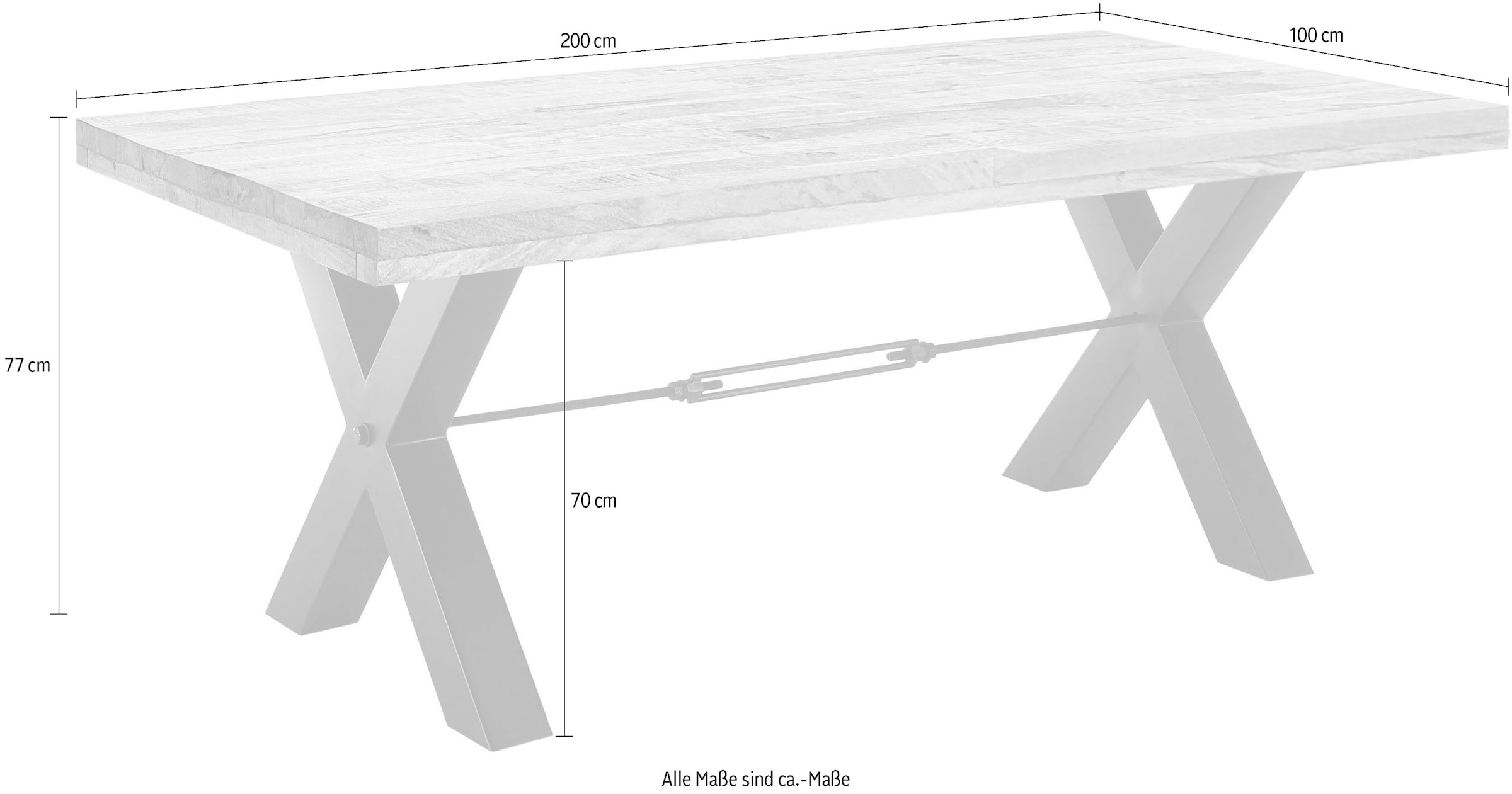 Stolkom Table de salle à manger »Delhi« 200 cm breit in Massivholz Mango Wood
