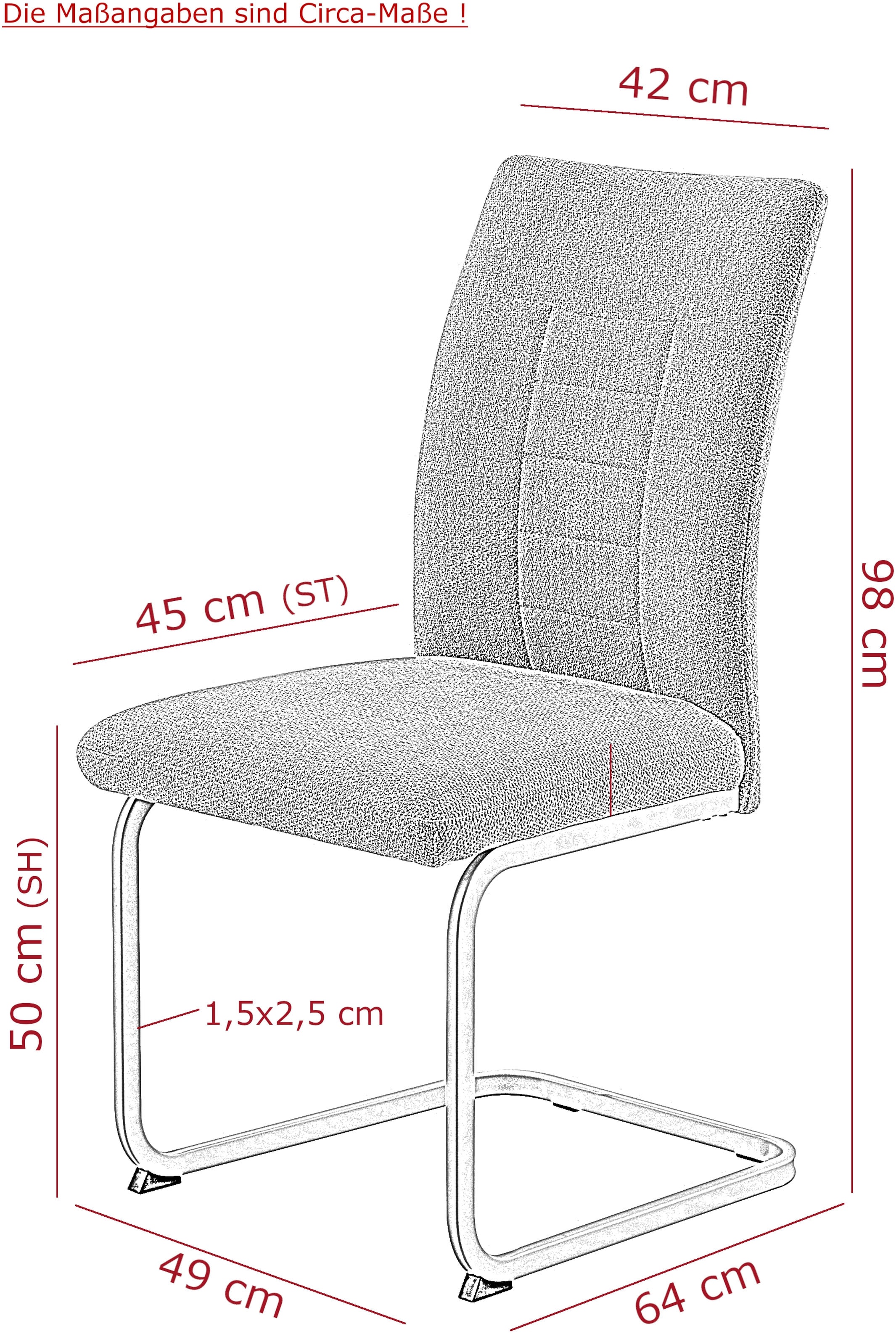 HELA Freischwinger »AUGUSTA« (Set) 2 Stk.Schwinger, XL-Sitzbreite, Wellenfederung, 140kg belastbar
