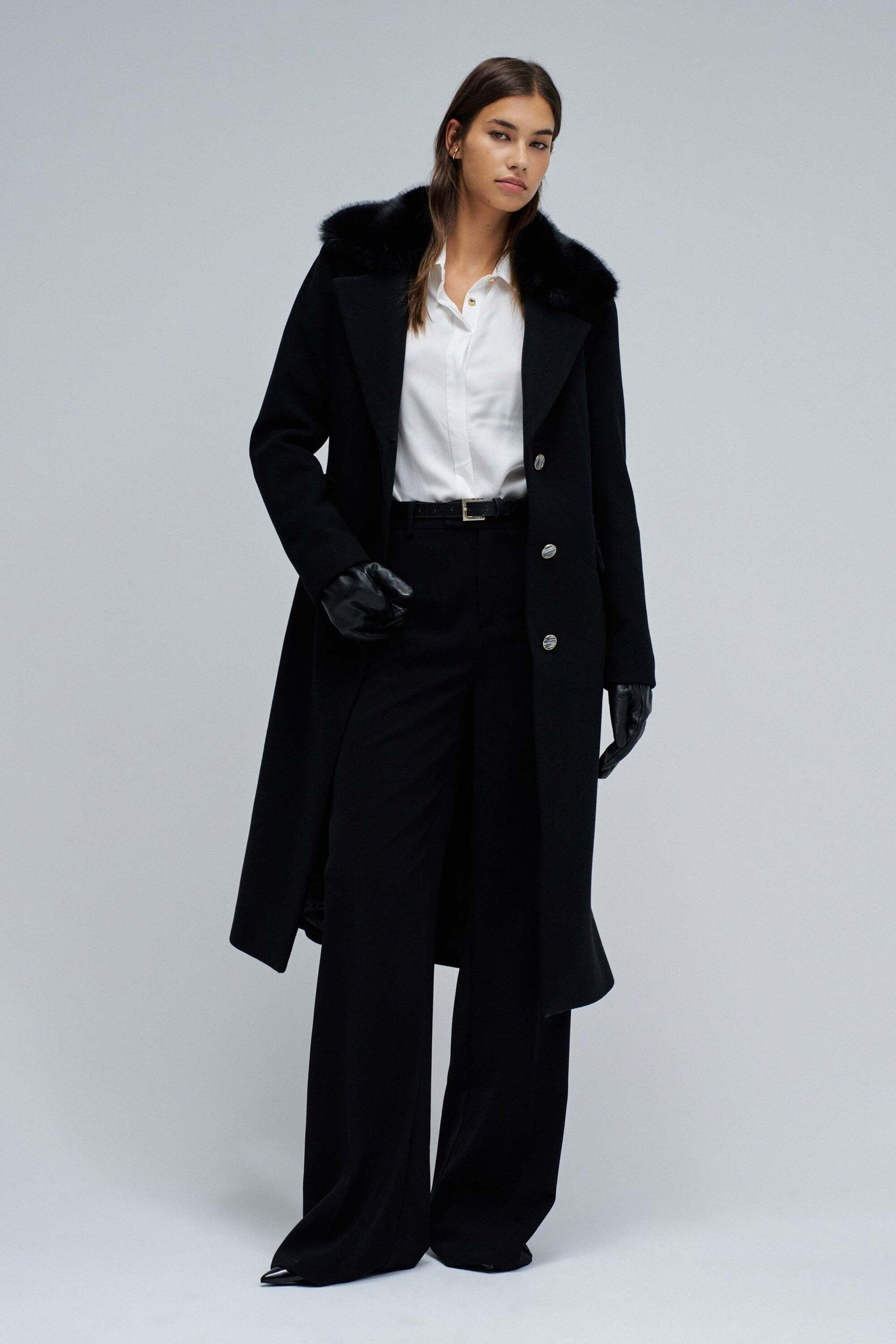 Salsa Wolljacke »Salsa Jeans Wollmantel Wool Coat With Faux Fur Collar«