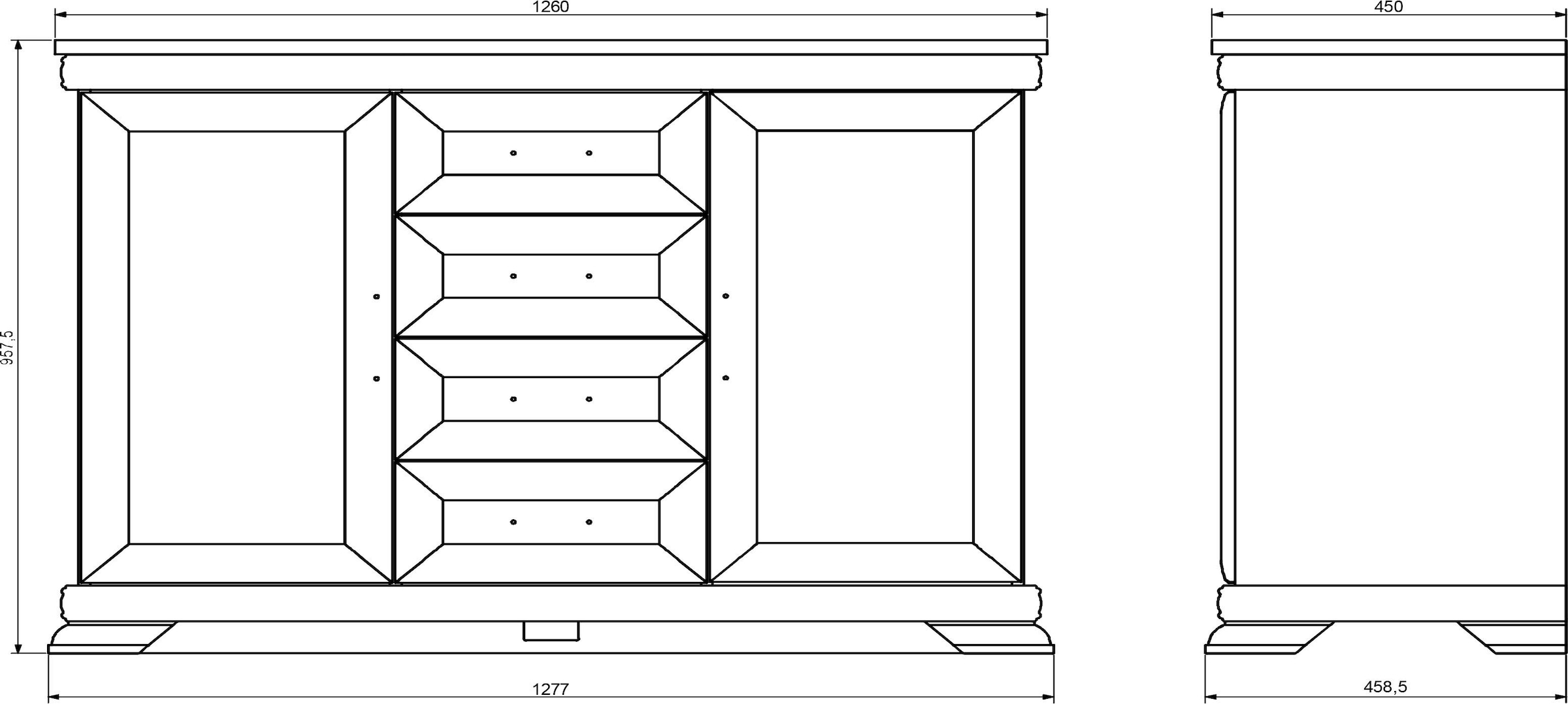 GOODproduct Sideboard »Royal« Breite ca. 128 cm