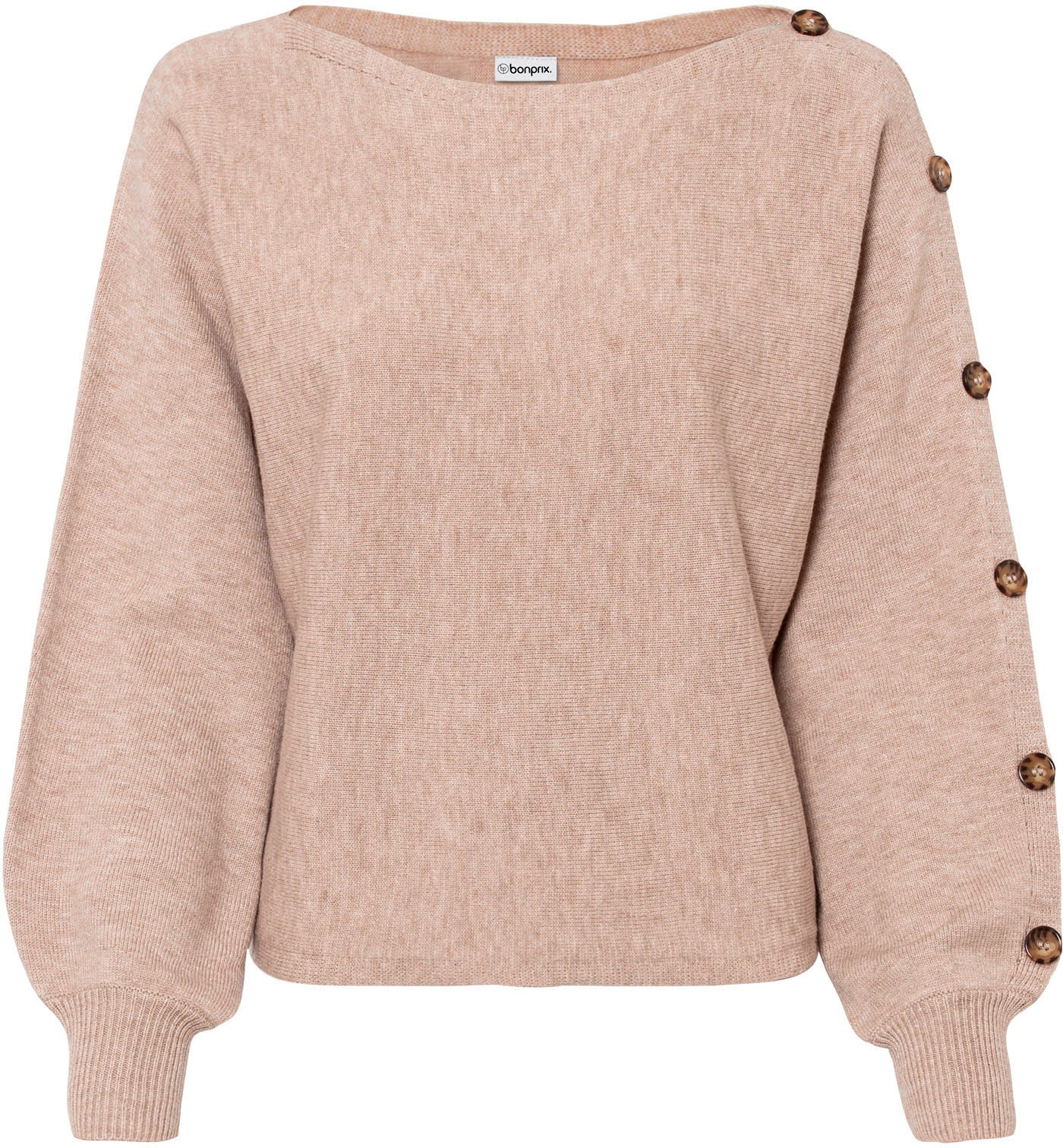 bonprix Pull en tricot »Pullover« in bequemer Boxy-Passform, mit Fledermausärmeln, Zierknöpfe
