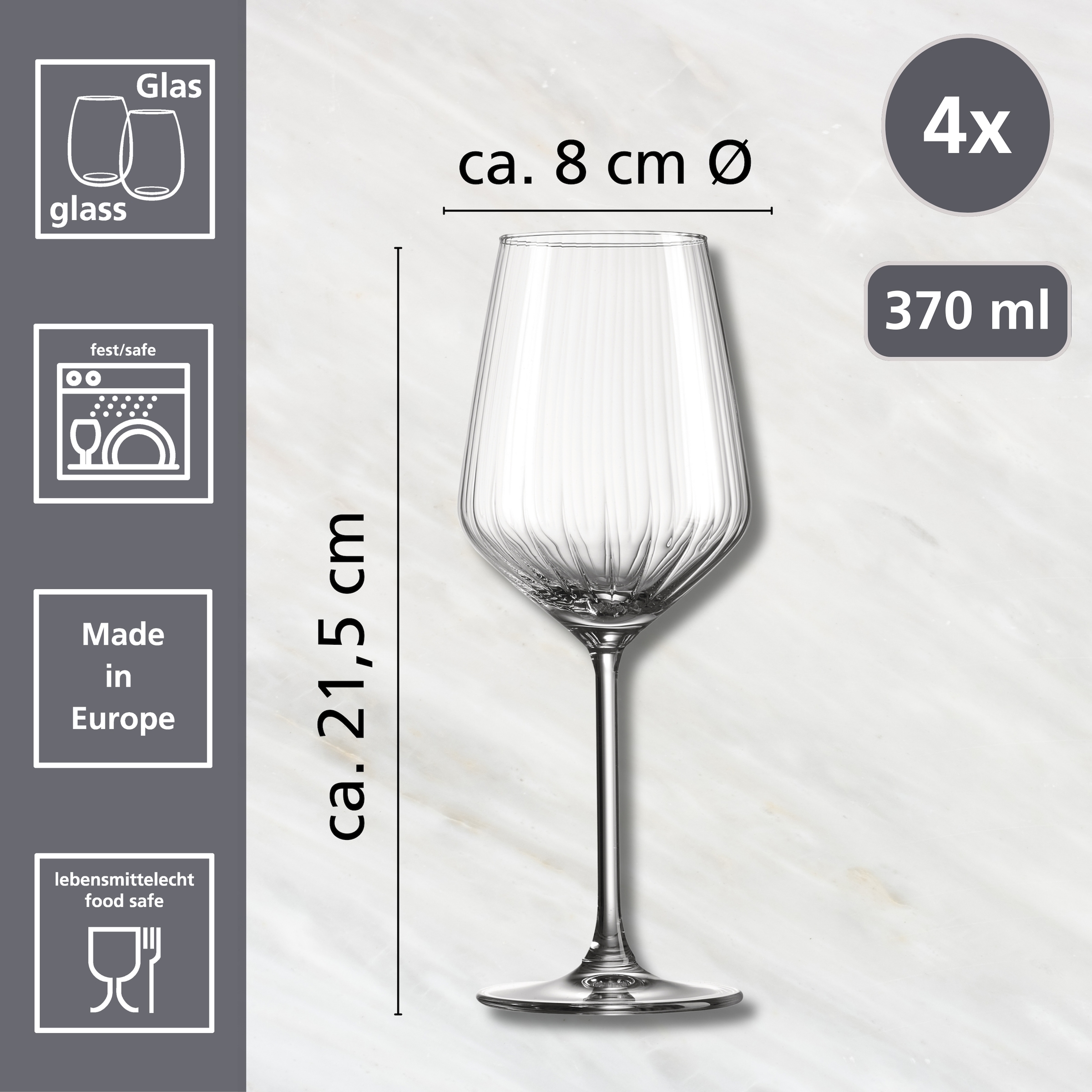 Ritzenhoff & Breker Verre à vin blanc »Jive« 4er Set, je 370 ml