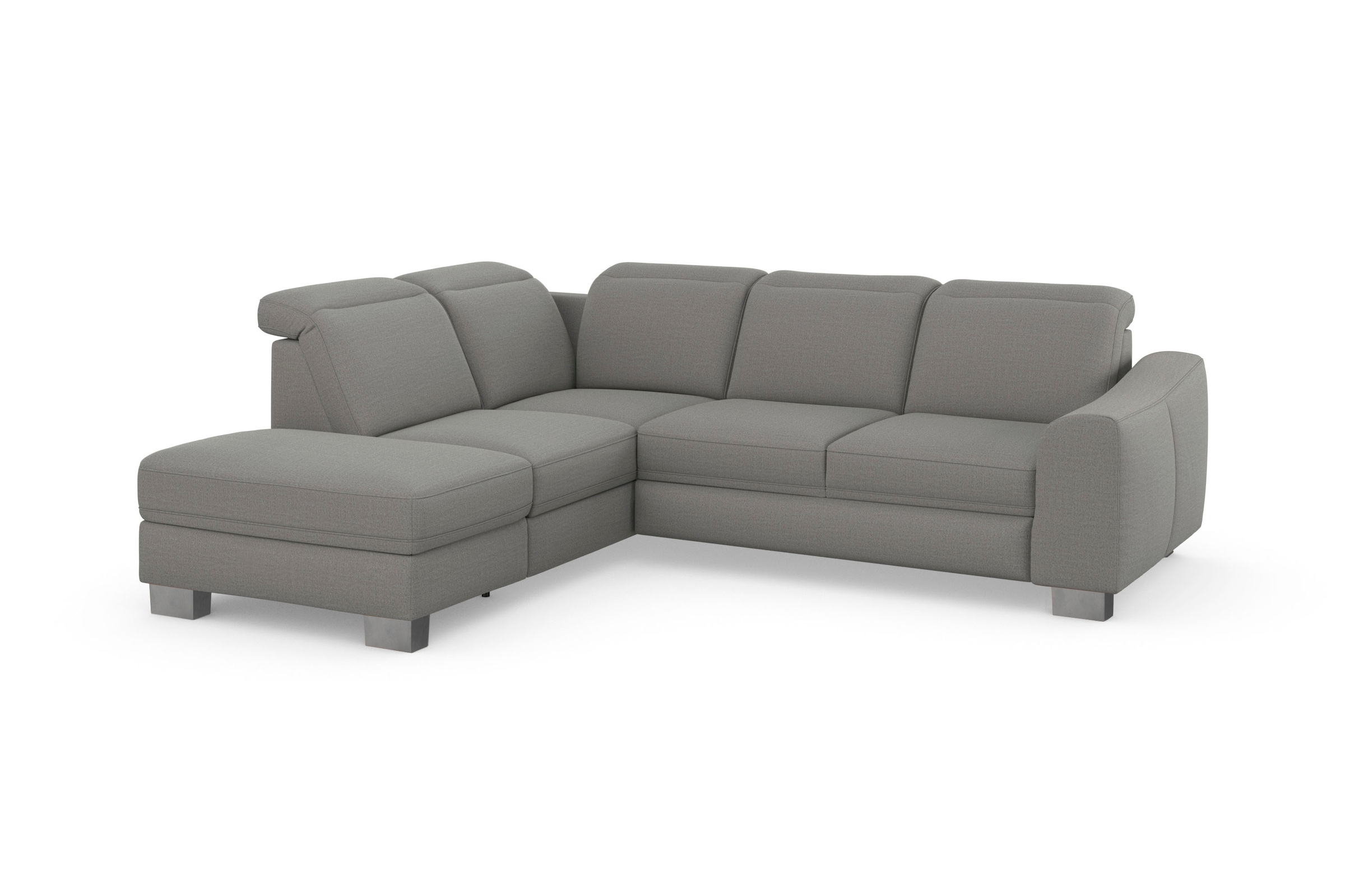 sit&more Ecksofa »Dundee L-Form« mit Federkern und Edelstahlfüssen, wahlweise mit Kopfteilverstellung