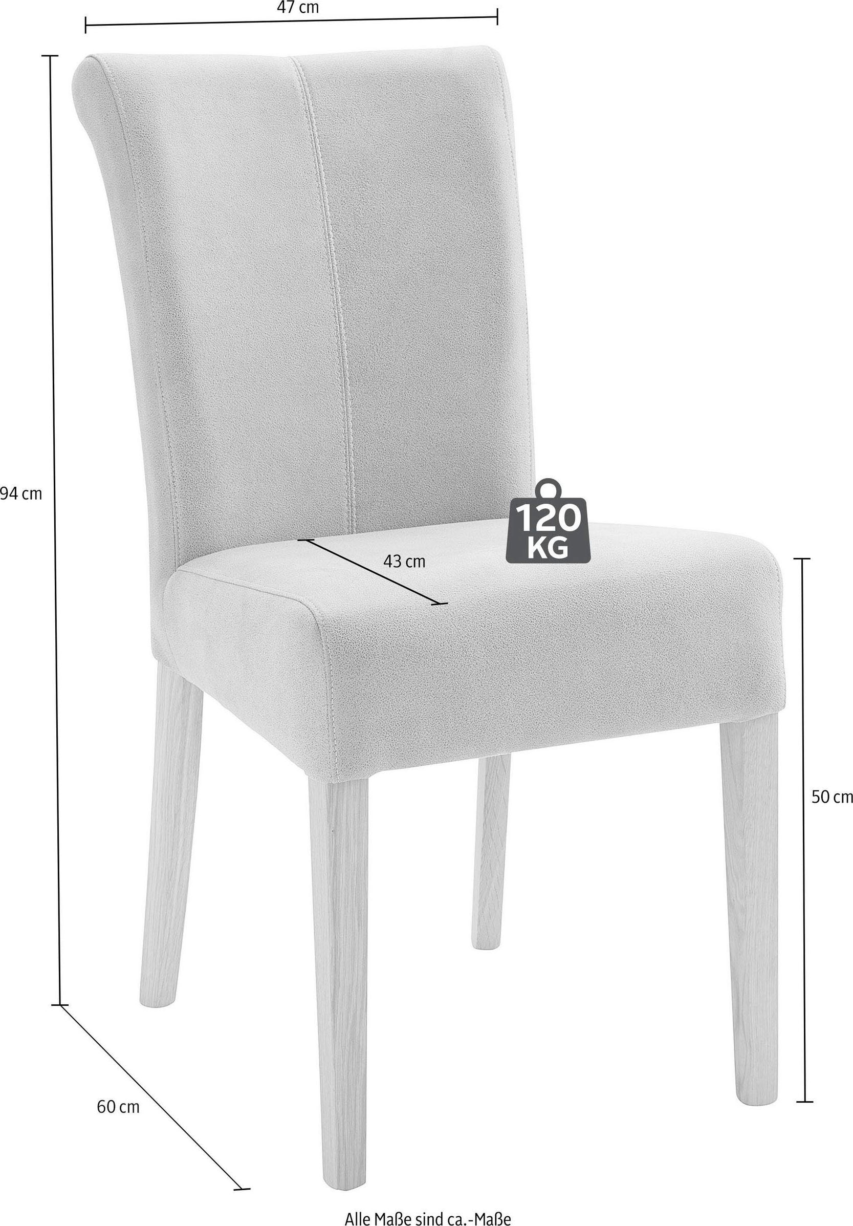 Home affaire Chaise à 4 pieds »Barcelona« (Set) 2 cuisStuhlbeine aus Massivholz, Sitz und Rücken gepolstert