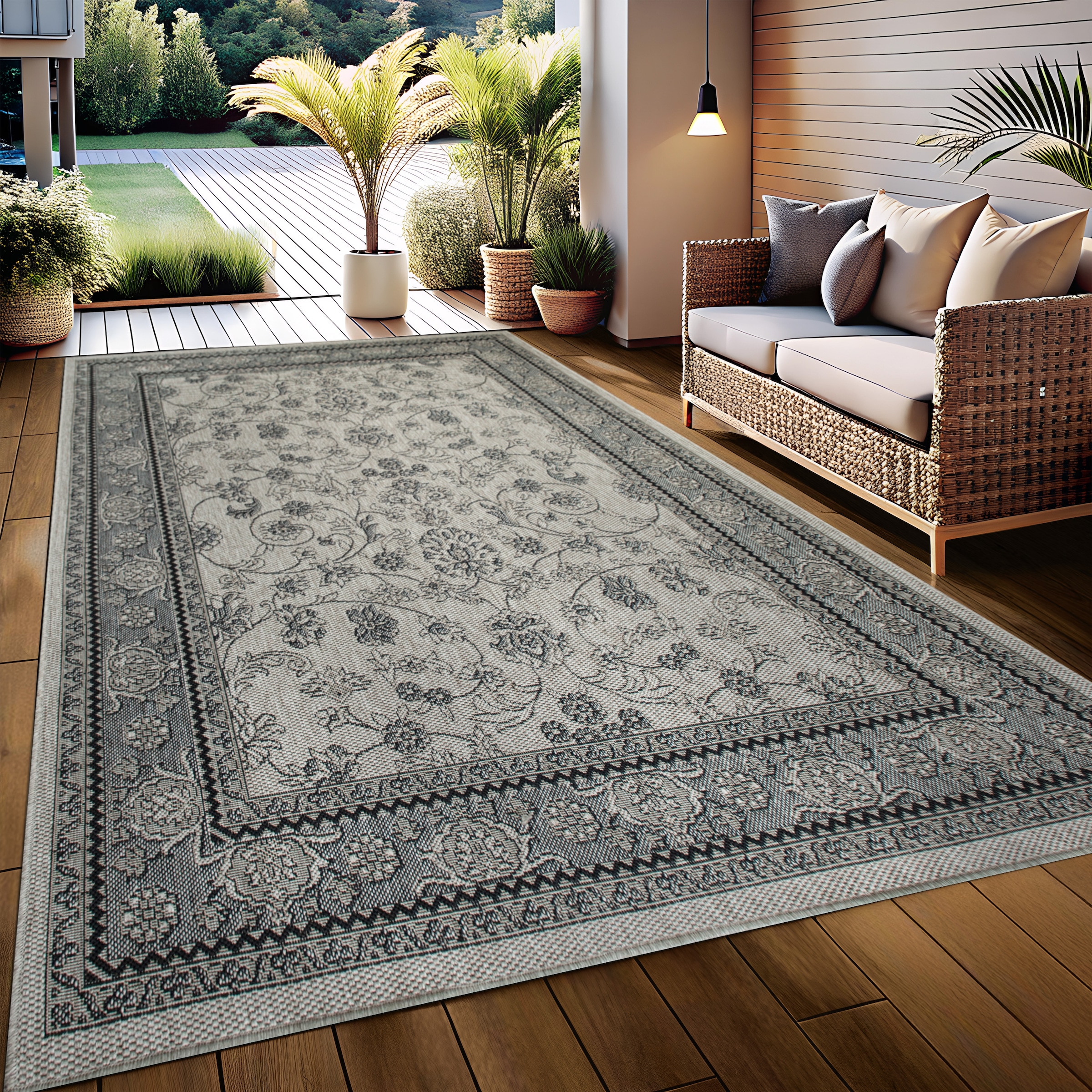 my home Teppich »Claren, auch für Balkon und Terrasse« rechteckig 3 mm Höhe In und Outdoorgeeignet, Orient-Design, Wetterfest & UV-beständig