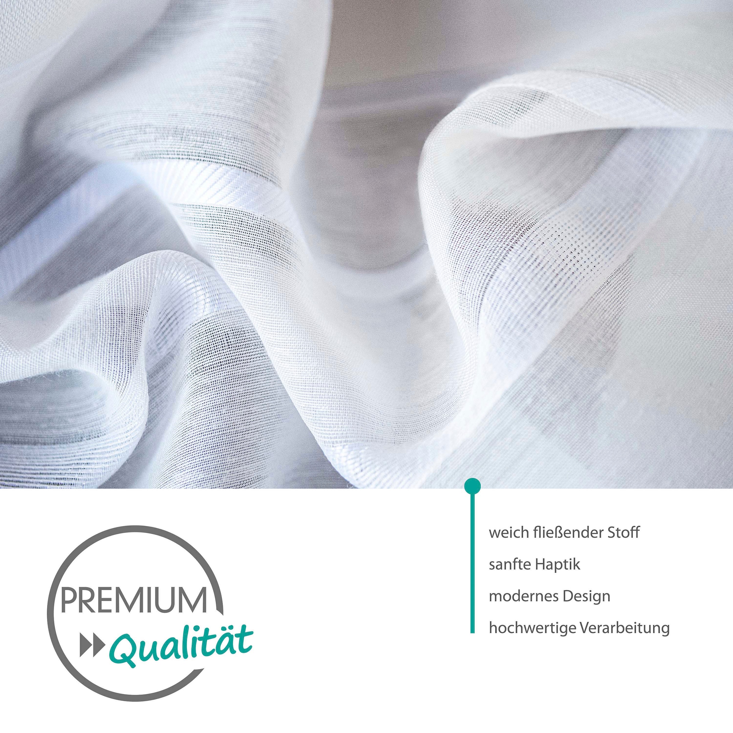 decolife Gardine »Estelle« Ösen 1 Stk. tlg. Ösenschal mit Blockstreifen weiss