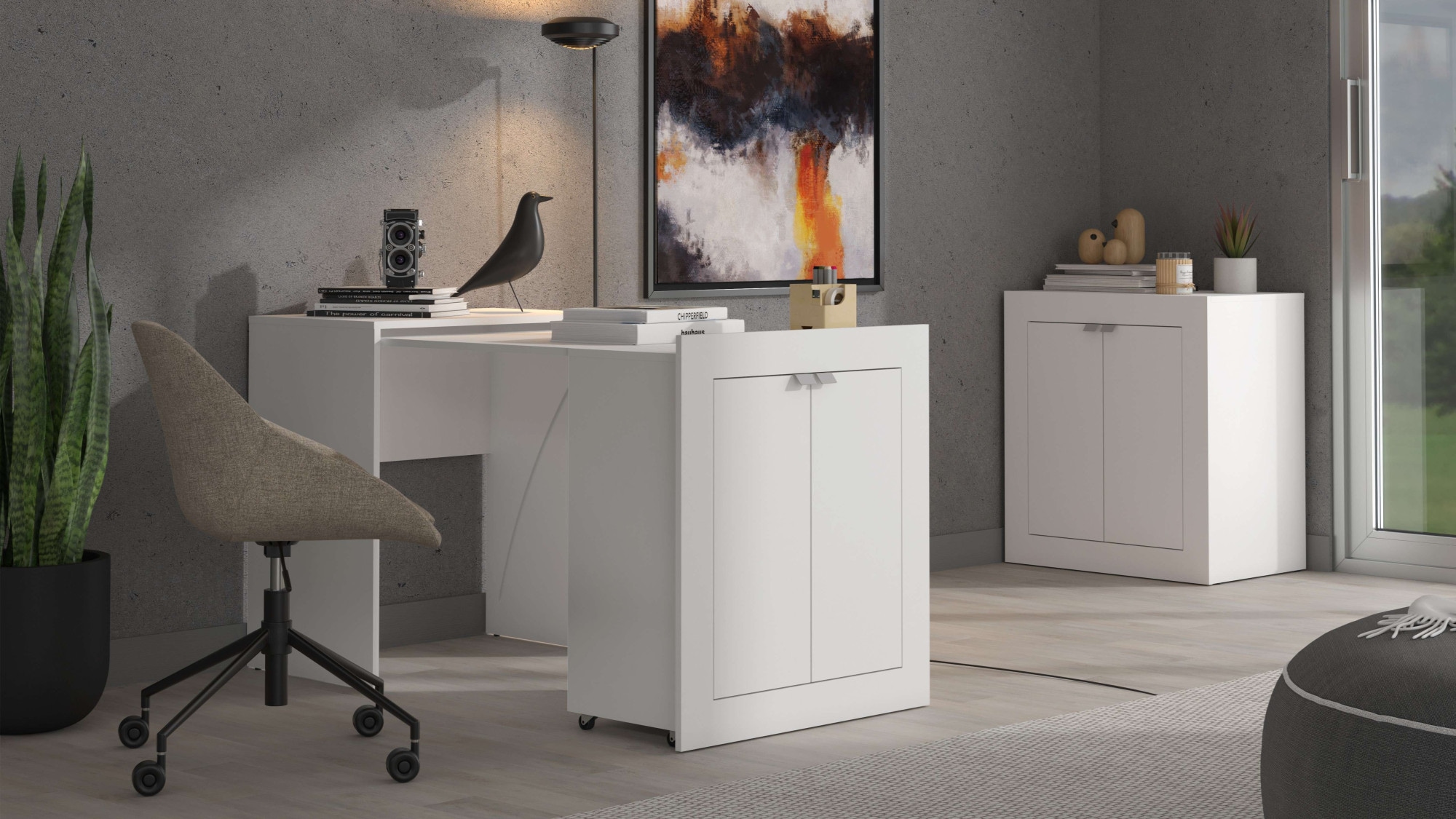 Home affaire Table d'ordinateur »Eudox, Kommode, Schreibtisch, Konsolentisch, ausziehbarer Tisch« Platzsparender Schreibtisch, ausziehbar, mit viel Stauraum & Orga
