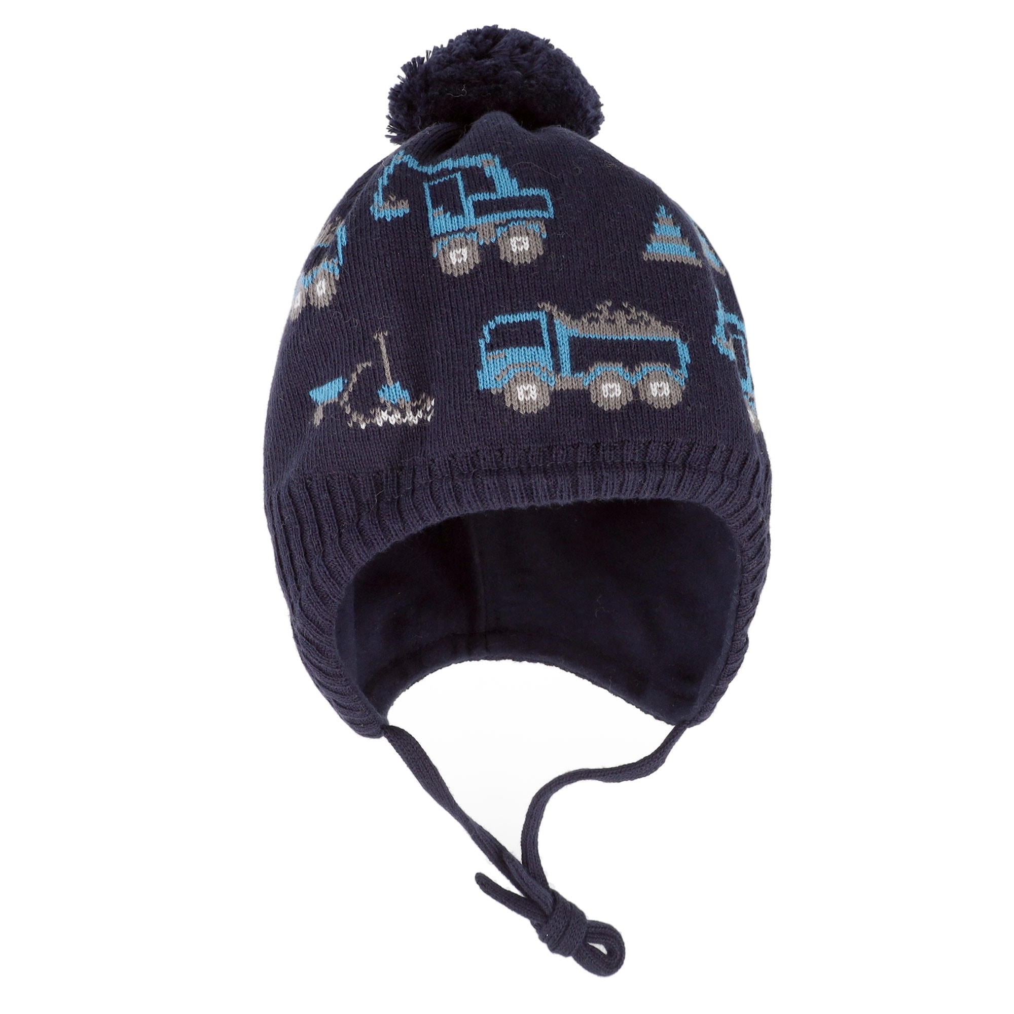MAXIMO Bonnet tricoté coton, doublé, à nouer, pompons