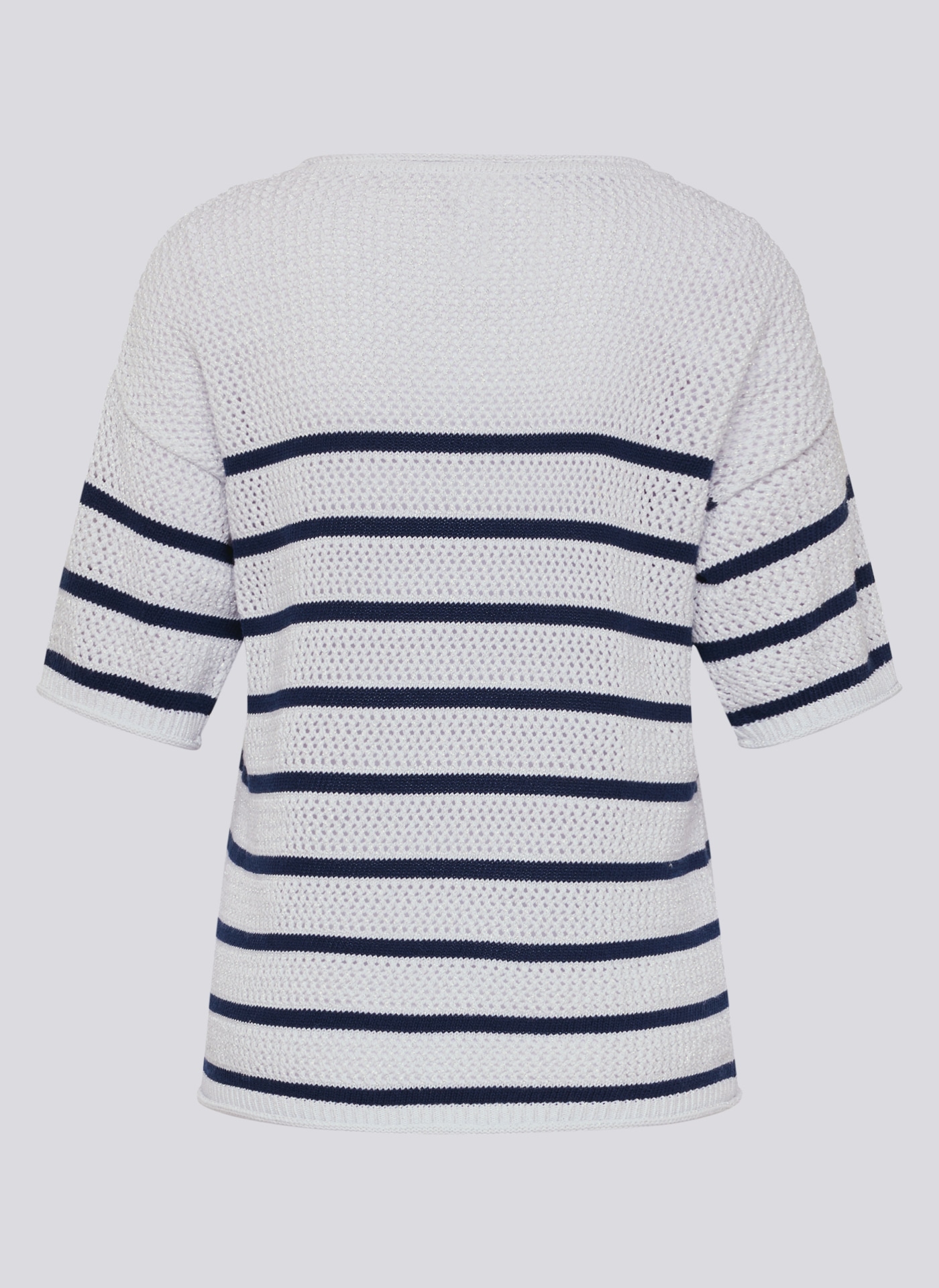 Rabe Pull en tricot Halbarm-Strickpullover mit Streifen und im Häkel-Look