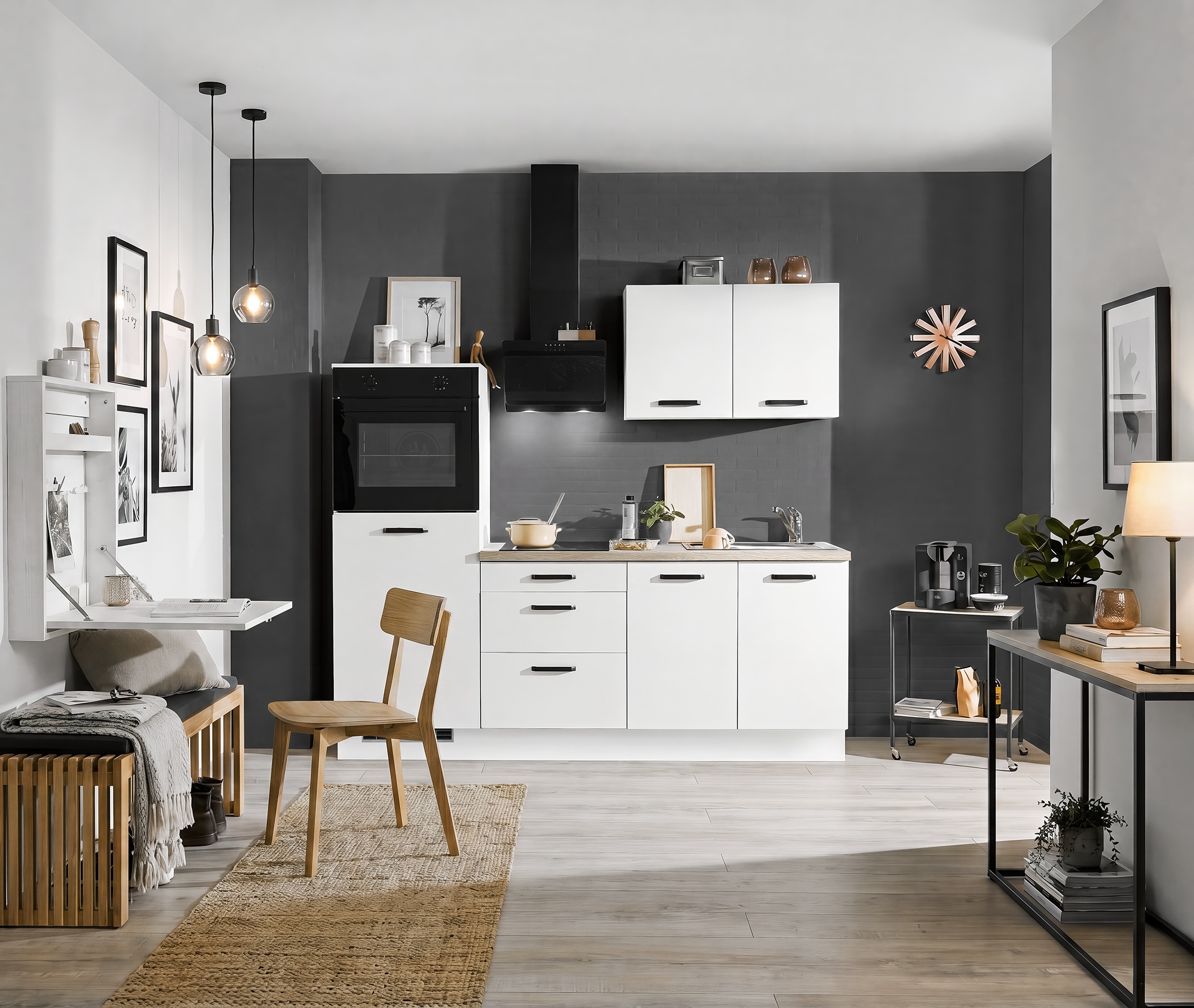 wiho Küchen Küchenzeile »Compact« Breite 210cm, wahlweise mit Geräten (mit Kühlschrank)