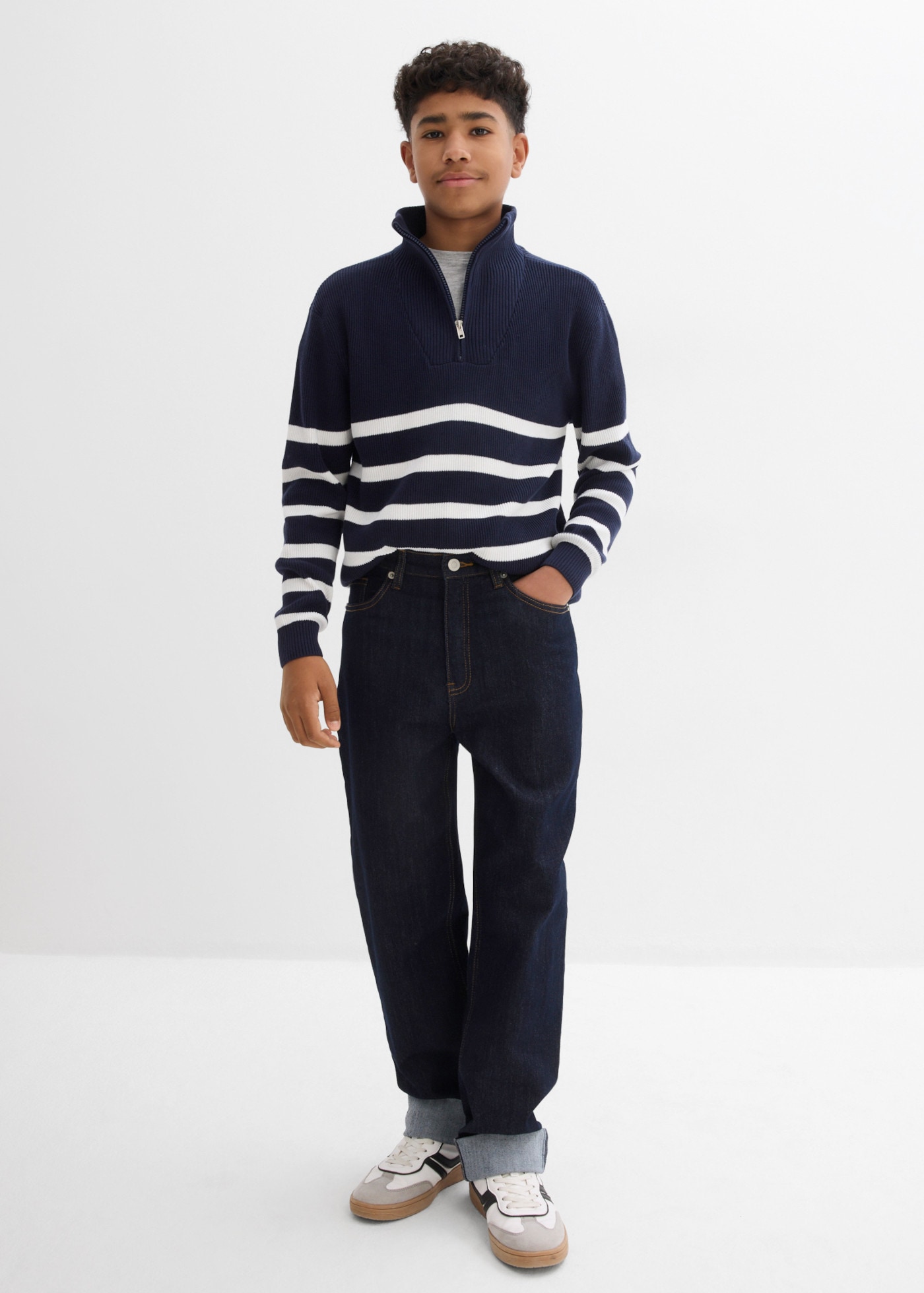 bonprix Jeans loose fit style baggy, avec ourlet retroussé, coupe décontractée