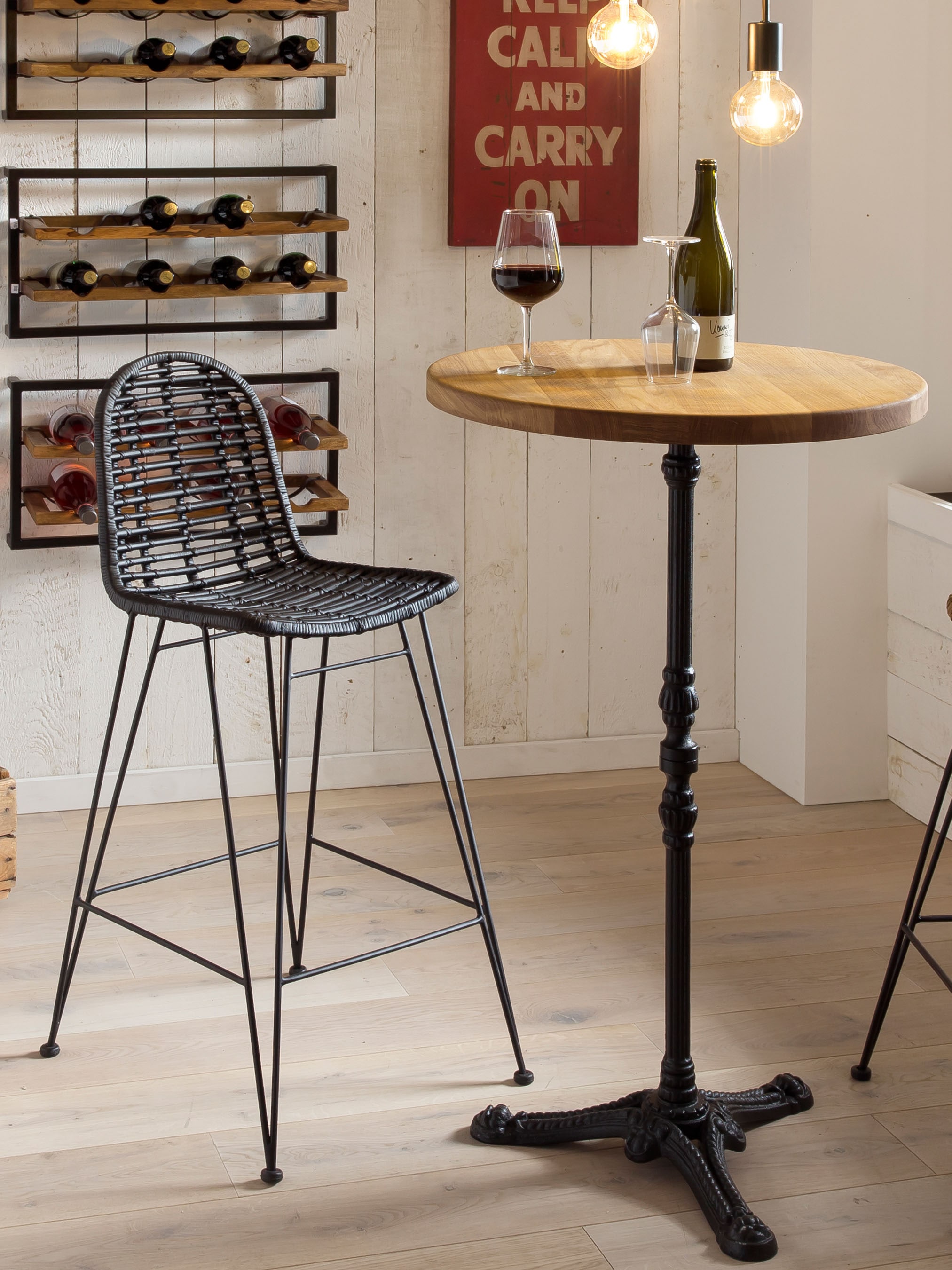 SIT Étagère à vin »Wandregal PANAMA – Industrial Regal aus Mango‑Holz & Altmetall« casier à vin pour 8 bouteilles