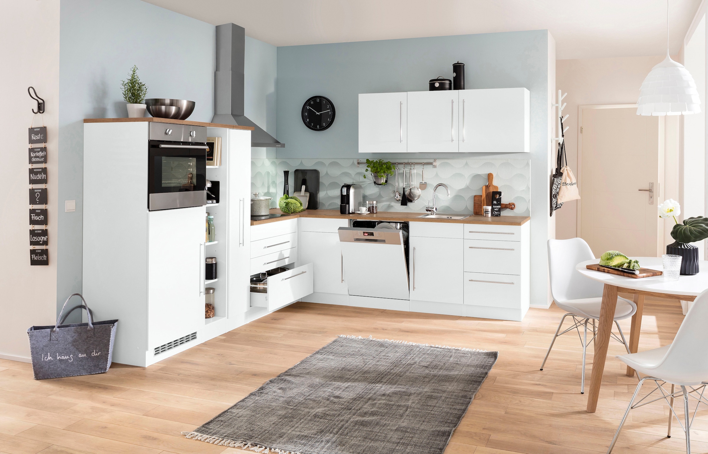 KOCHSTATION Meuble évier »KS-Samos« 110 cm de large, incluant porte/socle pour lave-vaisselle
