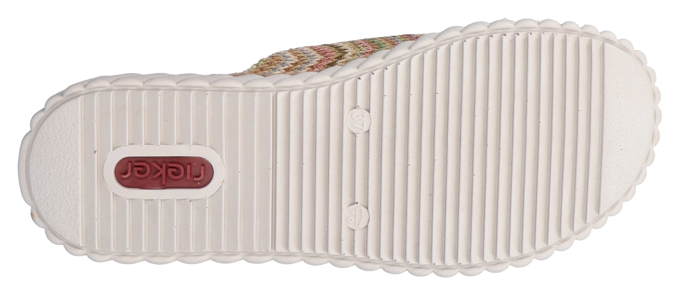 Rieker Keilpantolette  Sommerschuh, Strandschuh, Hausschuh mit praktischem Klettverschluss