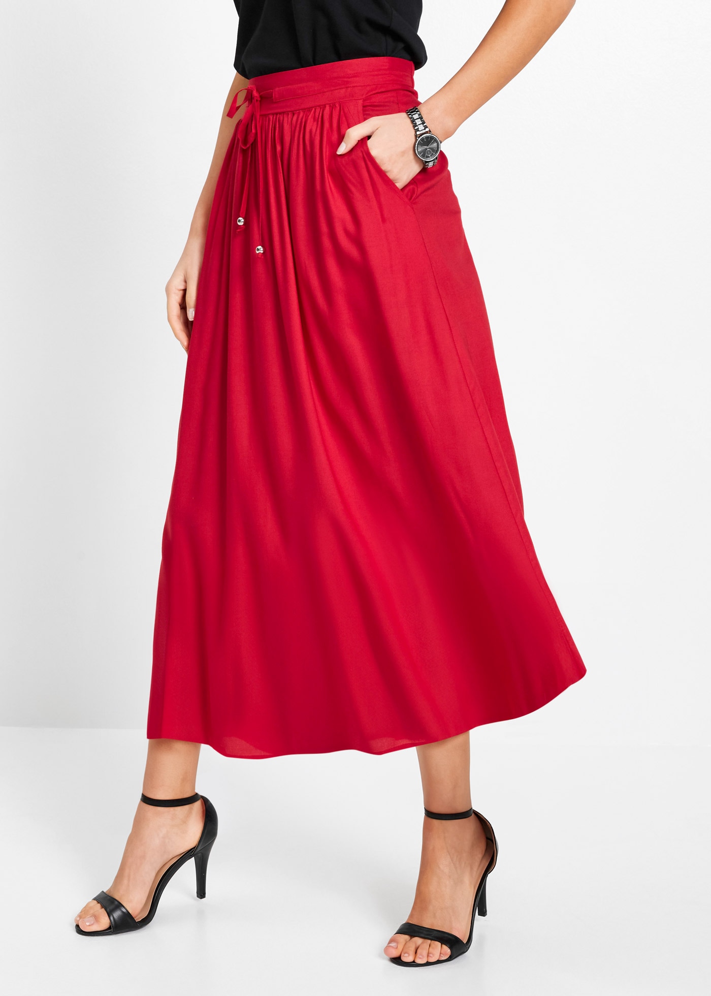 bonprix Maxi jupe aus Viskose, Maxilänge, lockere Passform, bedrucktes Design