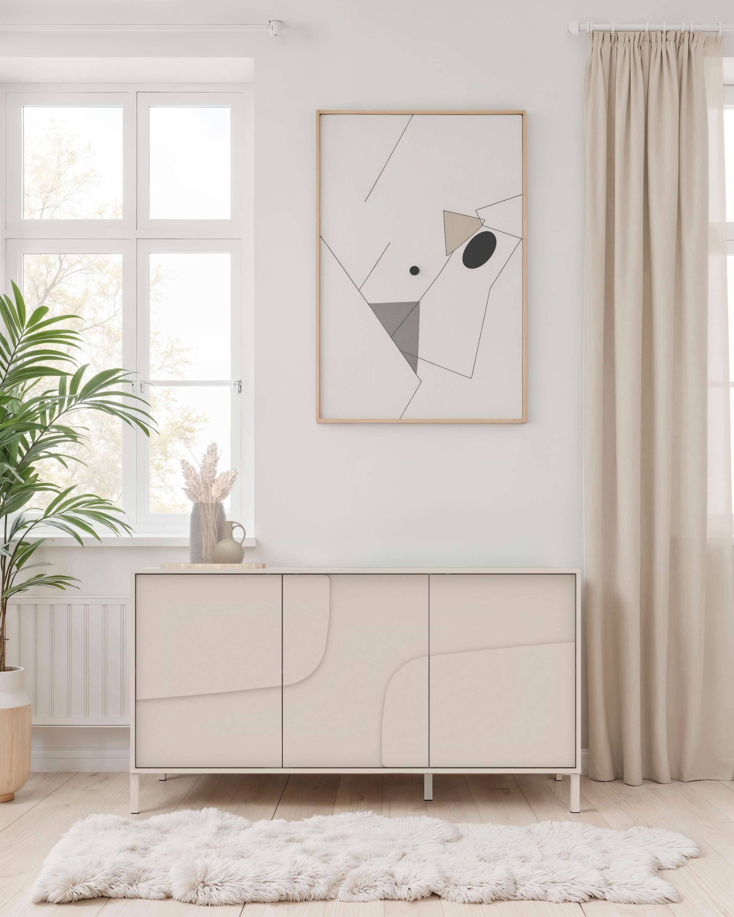 INOSIGN Sideboard »Stone, 155 cm breit, 3 Türen, Anrichte, Kommode, Stauraumschrank« 3D-Design, Push-to-open, Innenraum grosszügig, Füsse 14/2 cm wählbar