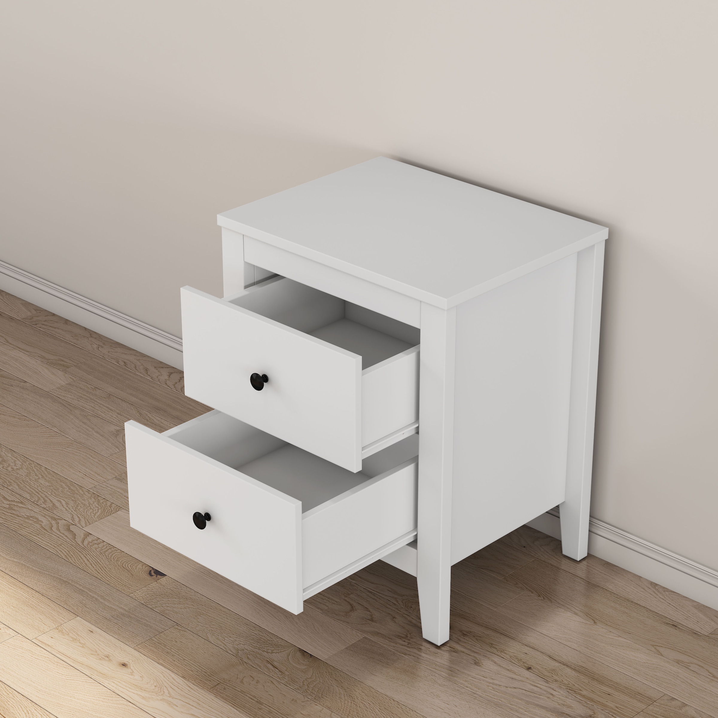 GOODproduct Table de nuit »Borkum Nachttisch Set im Landhaus Design weiss Bestseller« Set, 2 Schränke im Set, schwarze Griffe aus Metall,  Nachttisch Set mit je 2 Schubladen , Beistelltisch