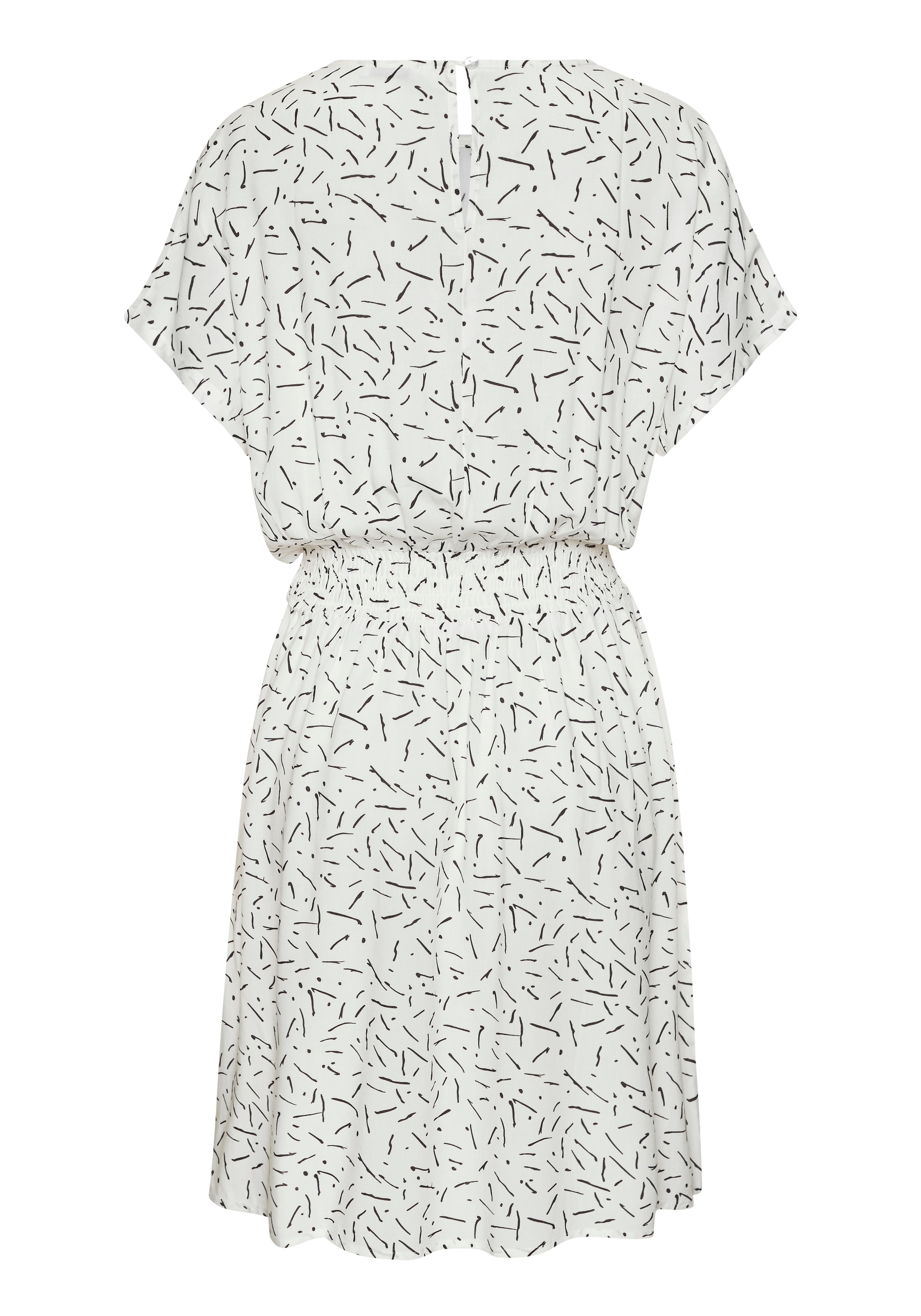 LASCANA Robe d'été »in lässiger Form mit kurzen Ärmeln« Sans poches robe tissée en viscose, robe en viscose avec imprimé graphique, robe courte