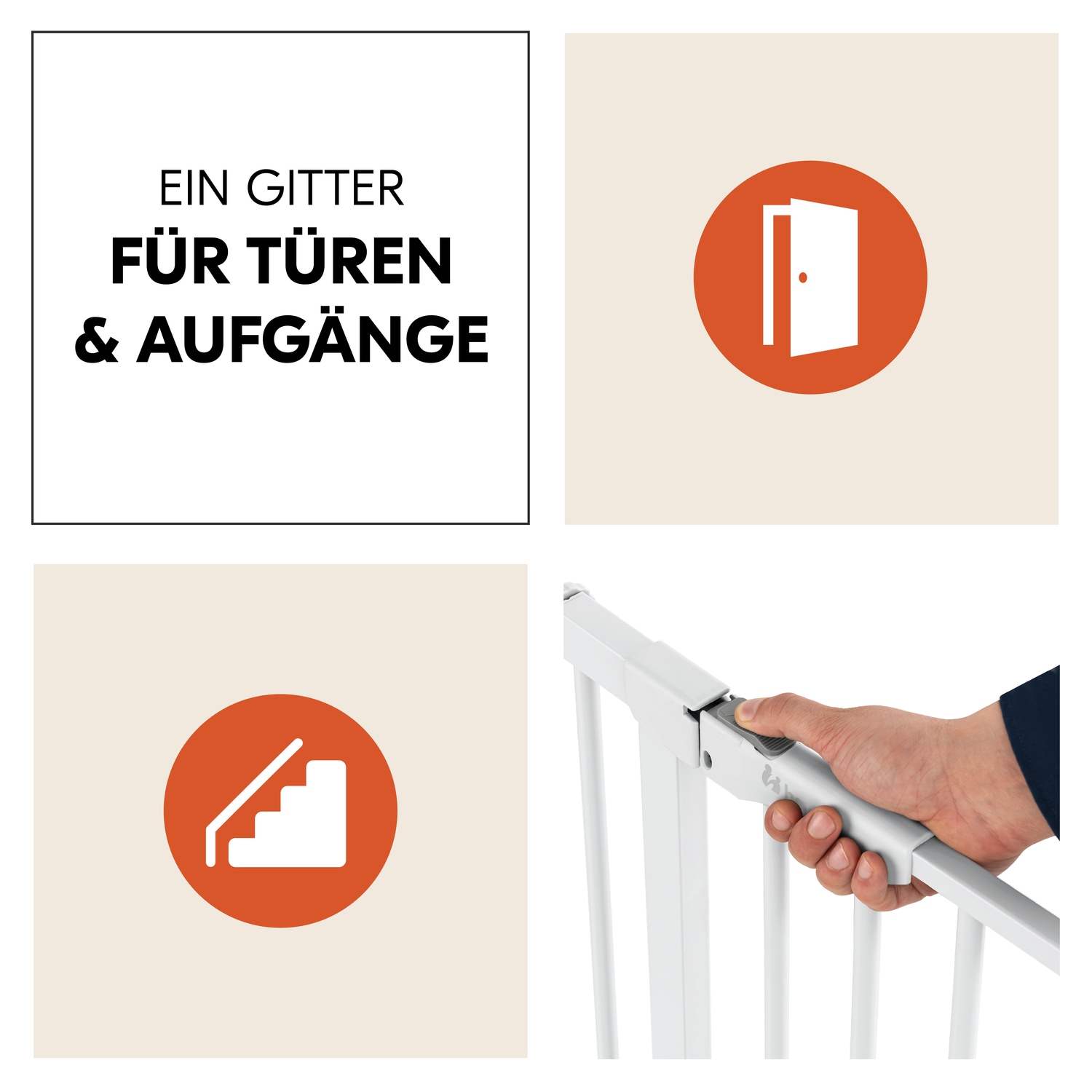 Hauck Türschutzgitter »Clear Step Autoclose 2 Set inklusive Verlängerung 9 cm, White« auch als Treppenschutzgitter verwendbar; 84-89 cm; flacher Durchgang