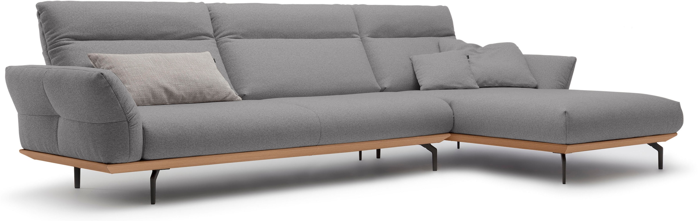 Creation BY ROLF BENZ Canapé d'angle »CR.460, Design-Sofa der Extraklasse, verstellbare Rückenlehne, L-Form« socle en chêne, pieds d'angle en gris ombre, largeur 338 cm